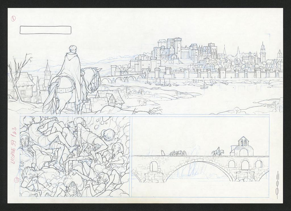 Planche originale  ( strips pas dans le bon ordre ) - Guillermo Gonzalez - Mine de plomb et crayons de couleur  sur papier - 5452