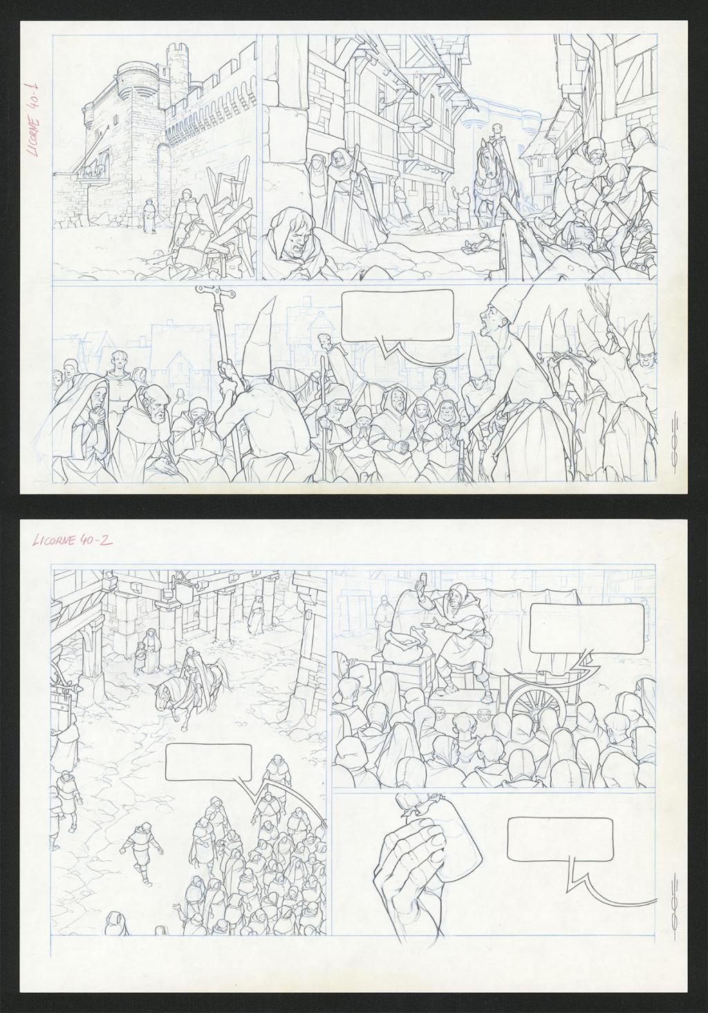 Planche originale  ( strips pas dans le bon ordre ) - Guillermo Gonzalez - Mine de plomb et crayons de couleur  sur papier - 5453