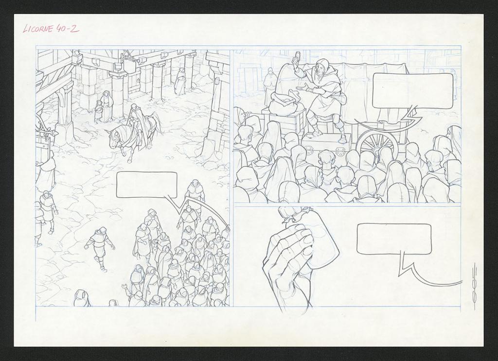 Planche originale  ( strips pas dans le bon ordre ) - Guillermo Gonzalez - Mine de plomb et crayons de couleur  sur papier - 5453