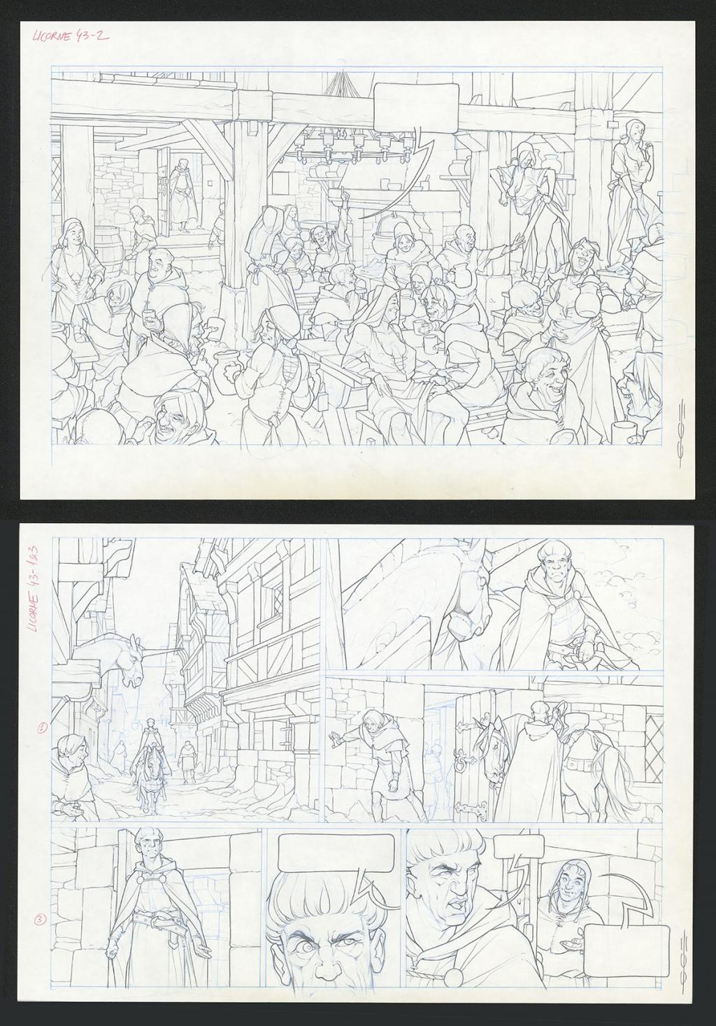 Planche originale  ( strips pas dans le bon ordre ) - Guillermo Gonzalez - Mine de plomb et crayons de couleur  sur papier - 5456