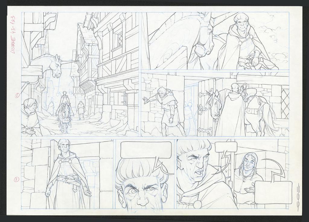 Planche originale  ( strips pas dans le bon ordre ) - Guillermo Gonzalez - Mine de plomb et crayons de couleur  sur papier - 5456