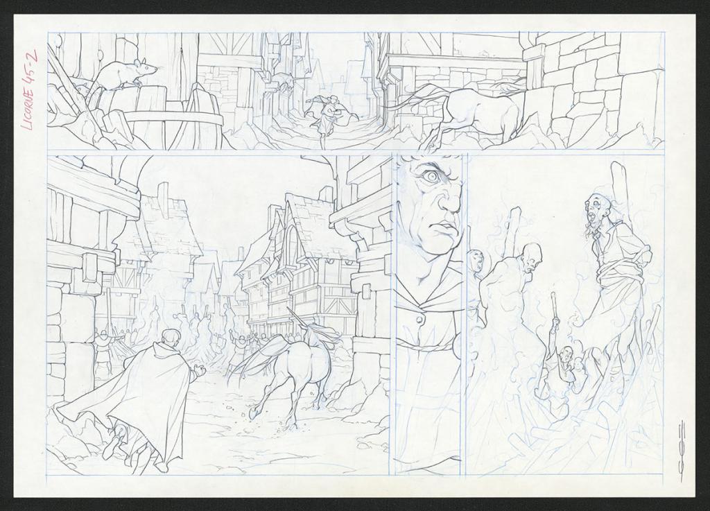 Planche originale - Guillermo Gonzalez - Mine de plomb et crayons de couleur  sur papier - 5458