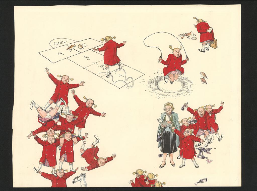 Illustration originale en deux parties figurant les 12 étapes des pages de transition - François Boucq - Encre de couleur sur papier - 5544