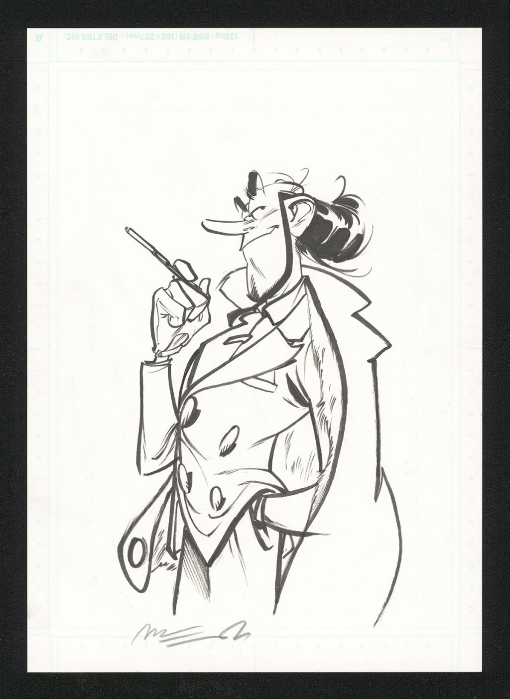 Illustration originale pour un ex-libris - José Luis Munuera - Encre de Chine sur papier - 5531