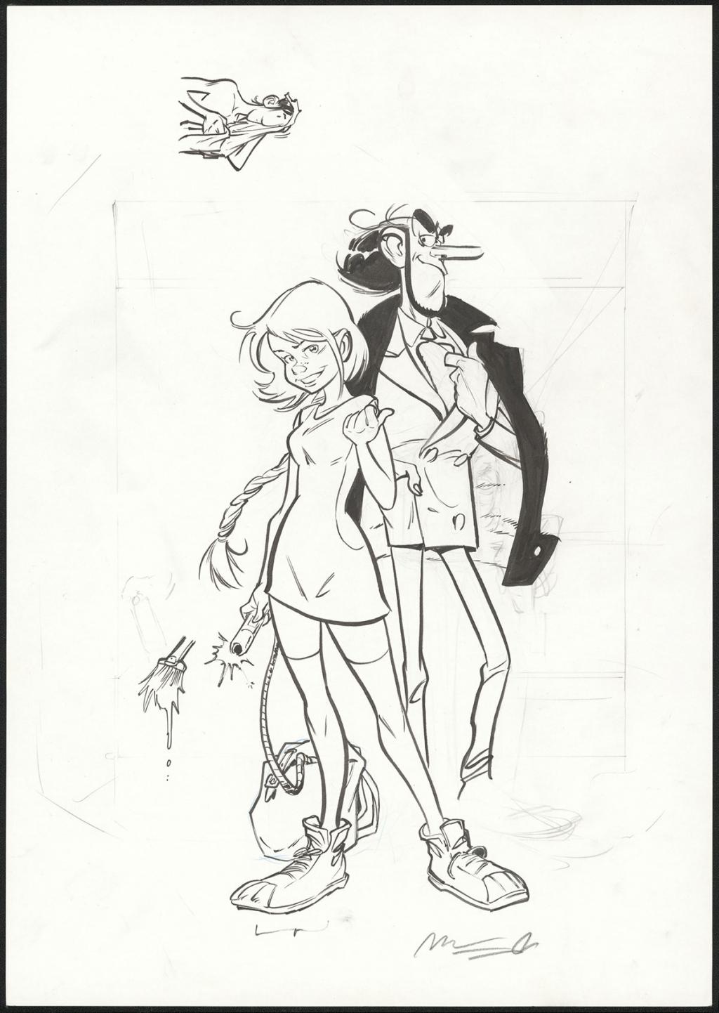 Illustration originale pour la page de garde - José Luis Munuera - Encre de Chine sur papier - 5532