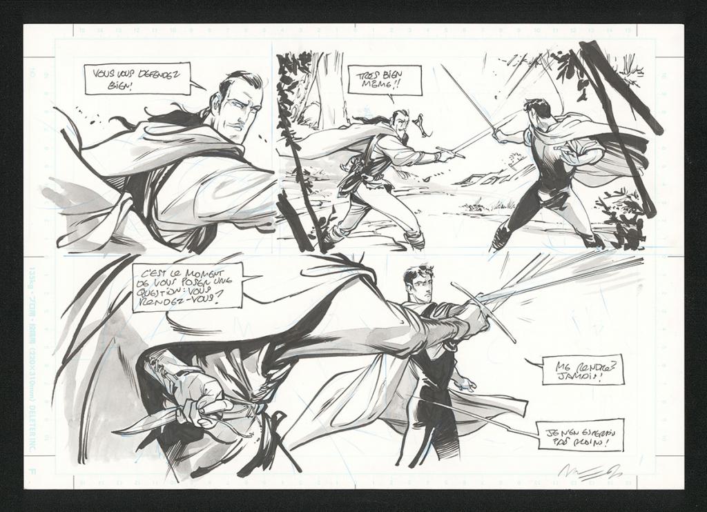 Demi-planche originale - José Luis Munuera - Encre de Chine et lavis sur papier - 5535