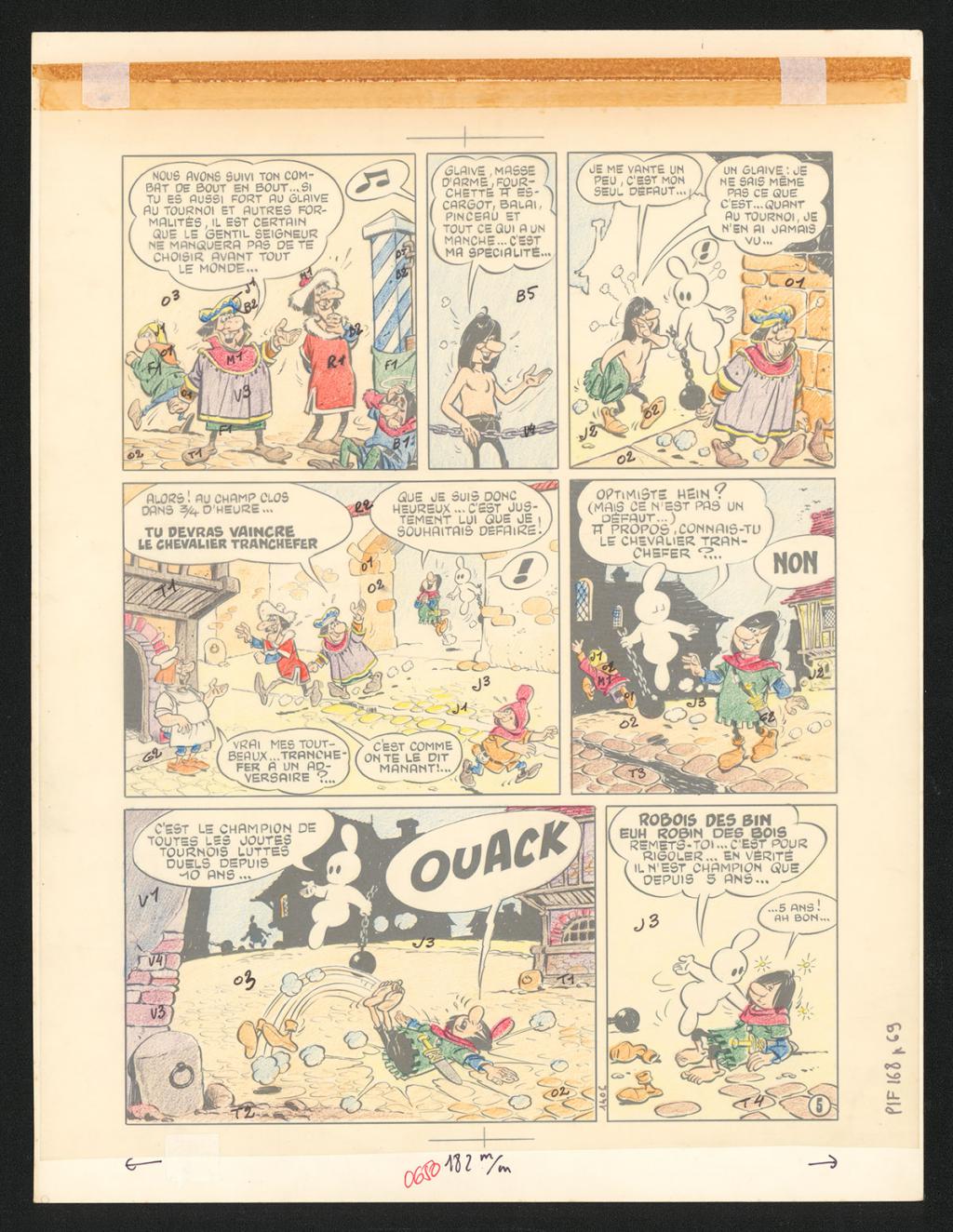 Planche originale 05 et son calque avec indications de couleurs - Jean Cézard - Encre de Chine sur papier - 5585