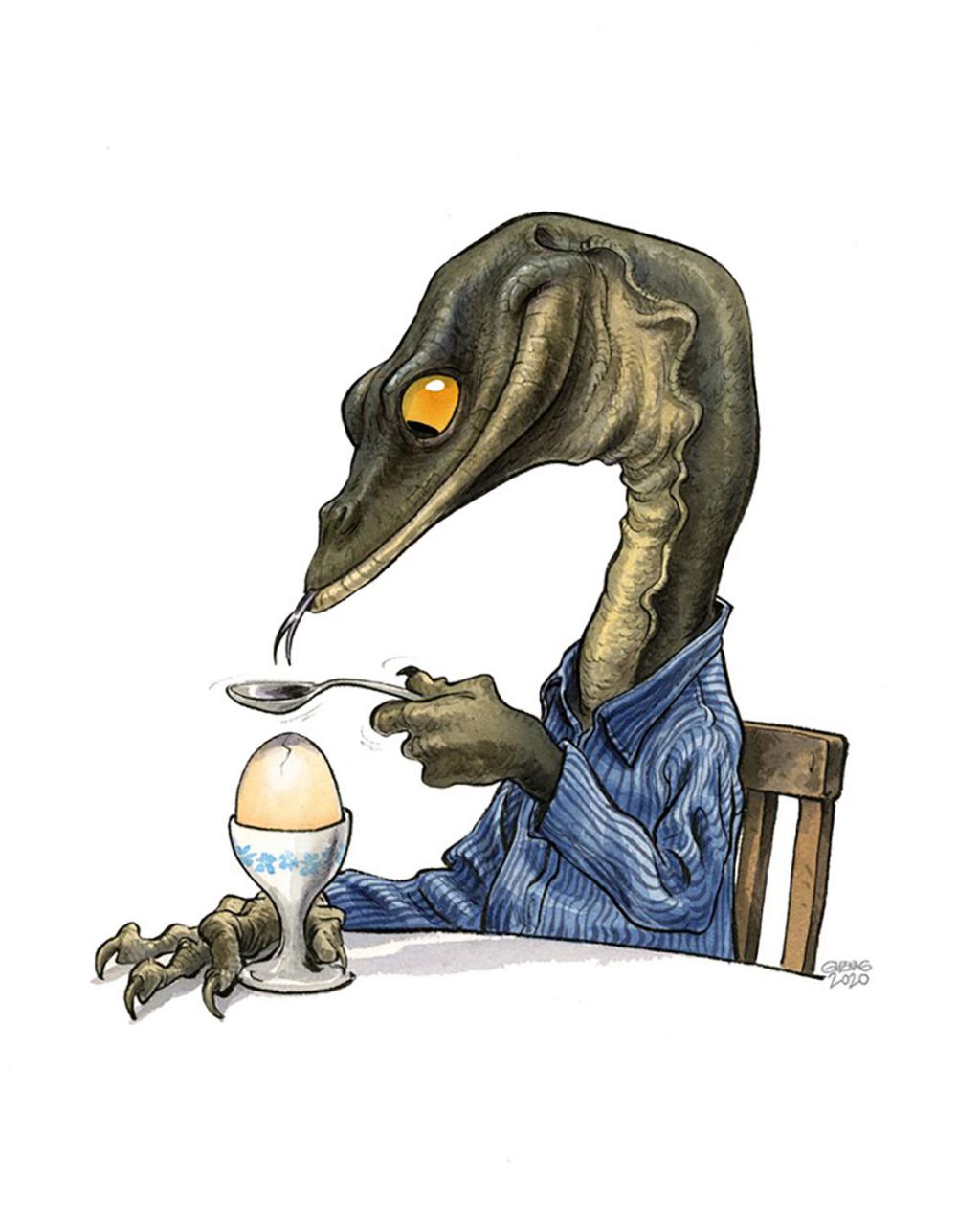 Illustration originale, 
Breggfast - Guznag - Encres acryliques sur papier aquarelle - 5658