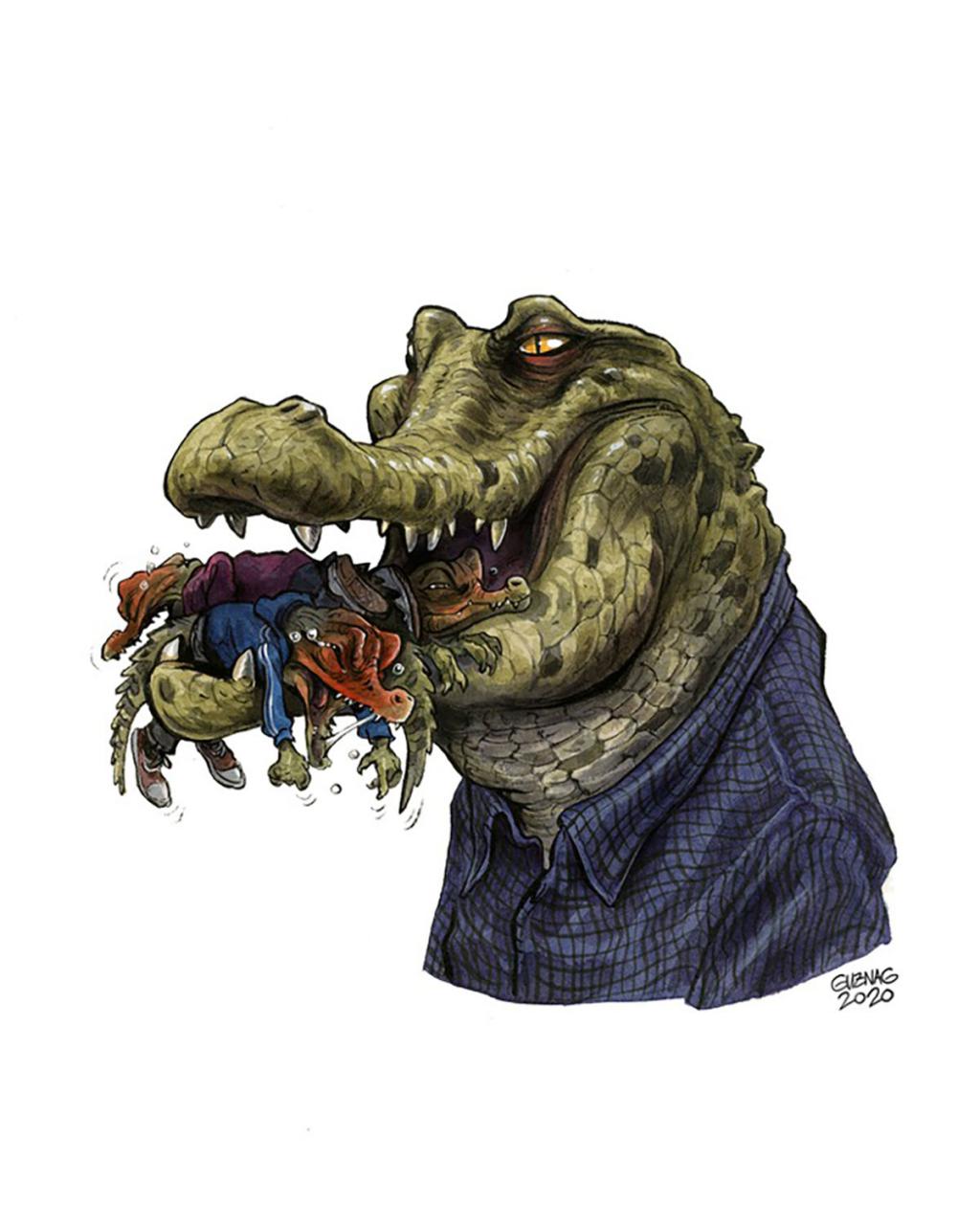 Illustration originale, 
bedtime - Guznag - Encres acryliques sur papier aquarelle - 5656