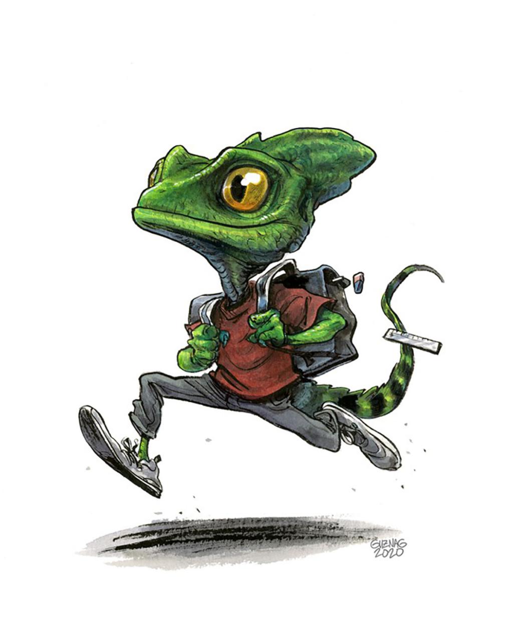 Illustration originale, 
Basilic - Guznag - Encres acryliques sur papier aquarelle - 5666