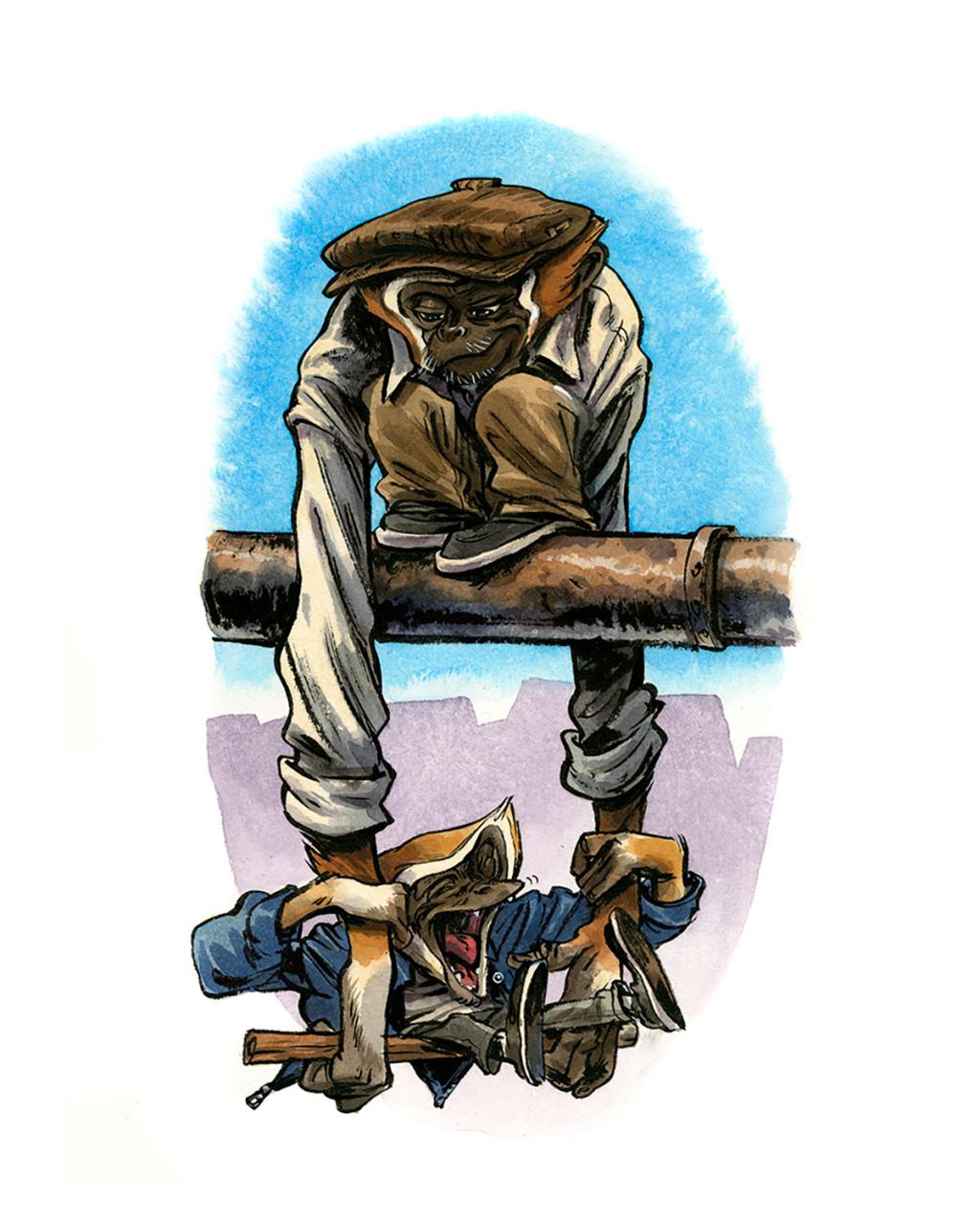 Illustration originale - Swing - Guznag - Encres acryliques sur papier aquarelle - 5651