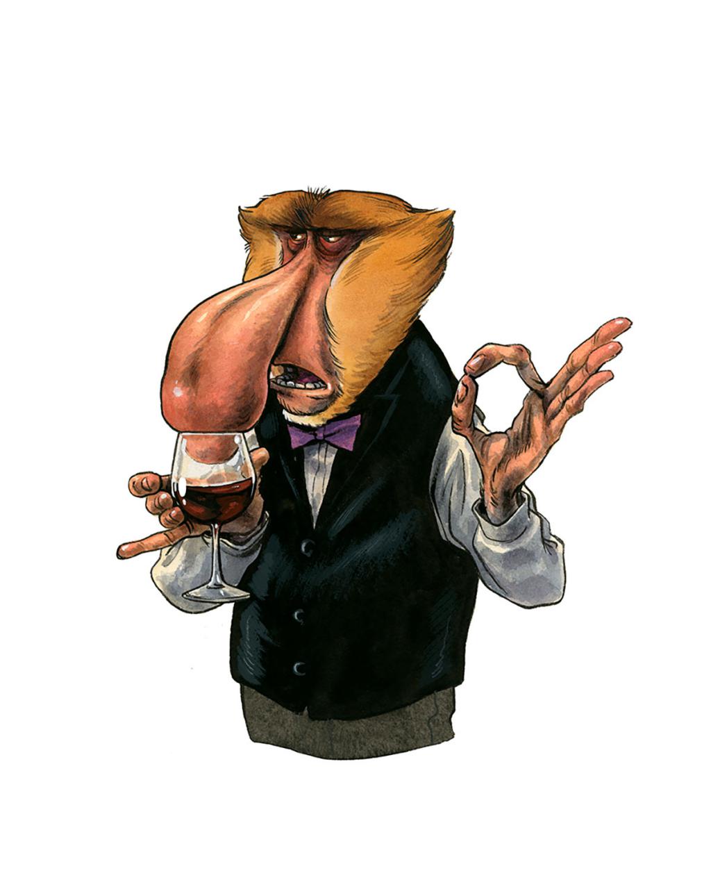 Illustration originale - The oenologist - Guznag - Encres acryliques sur papier aquarelle - 5649