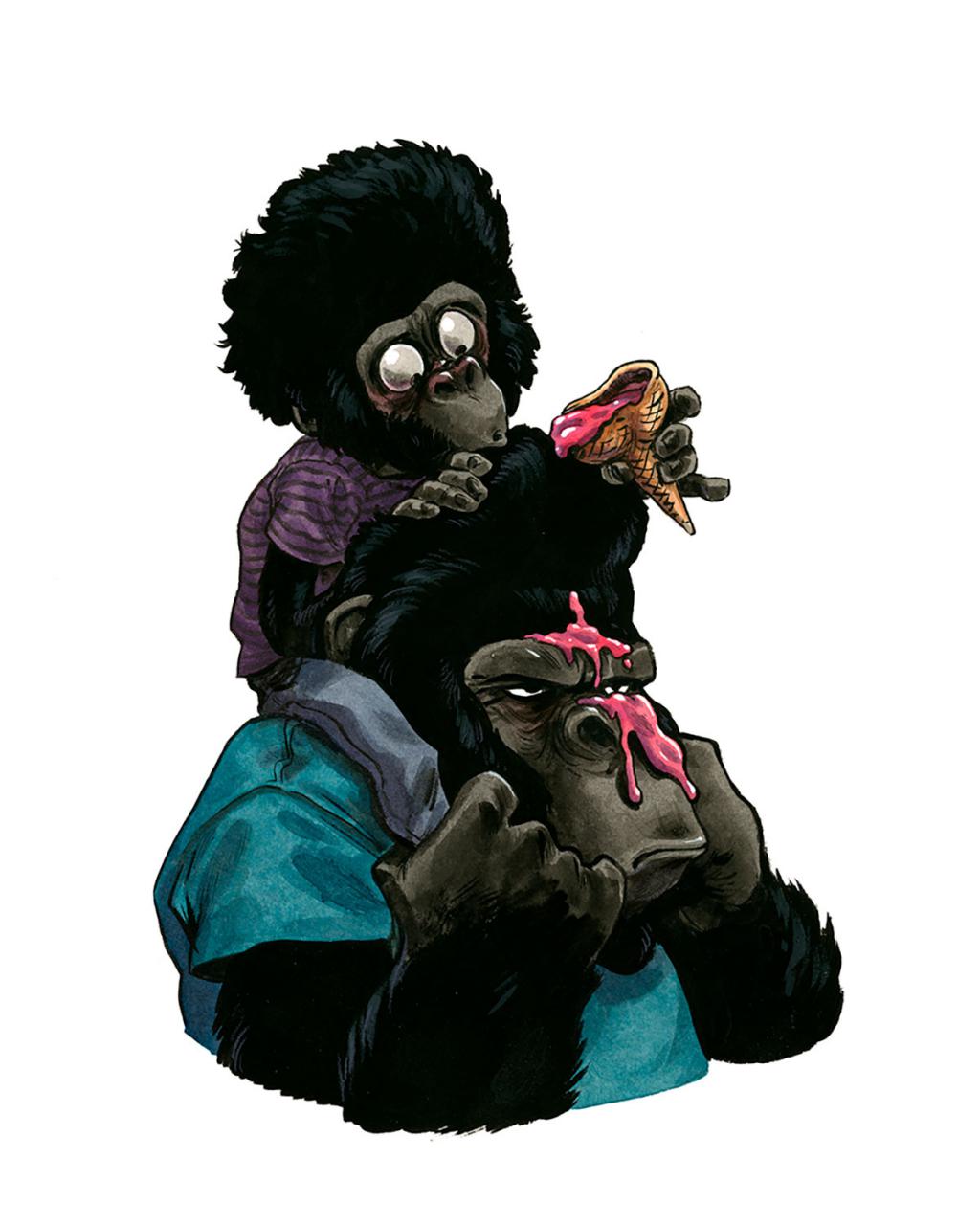 Illustration originale - Spirit of sharing - Guznag - Encres acryliques sur papier aquarelle - 5665