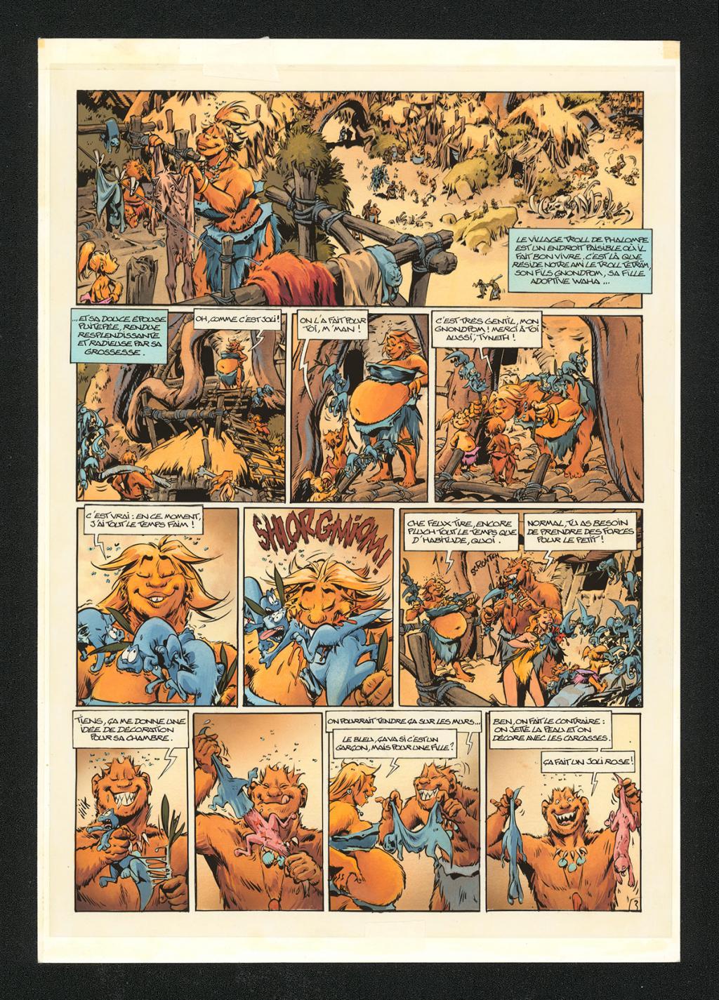 Mise en couleur originale réalisée par Claude Guth, de la planche n°3, accompagnée de son rhodoïde - Jean-Louis Mourier - Gouache et encre de couleur sur papier - 5335