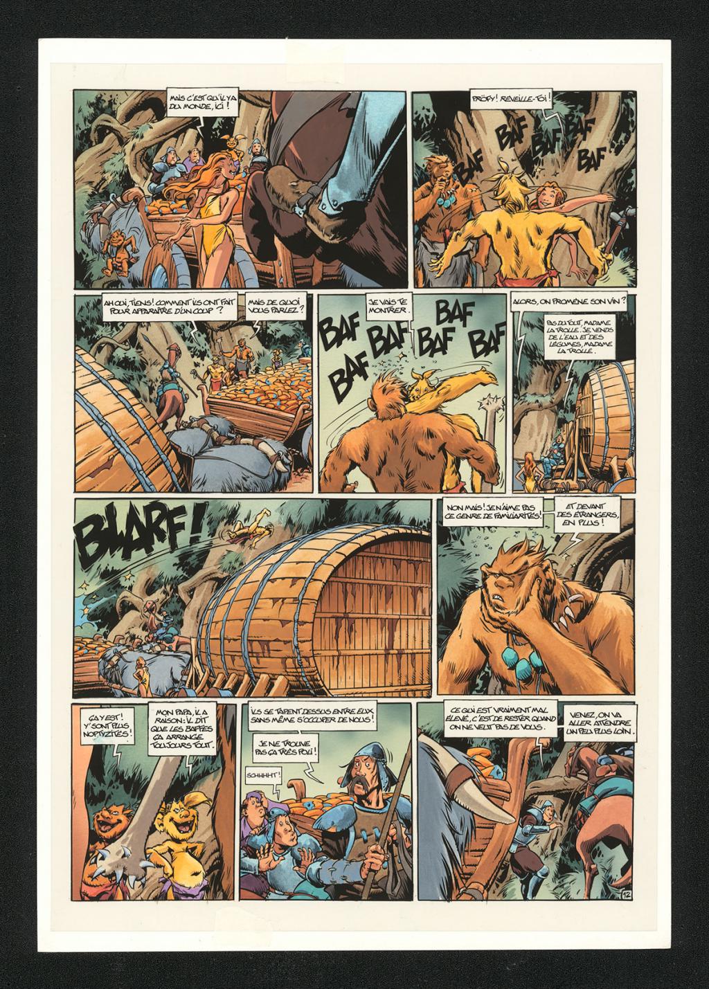 Mise en couleur originale réalisée par Claude Guth, de la planche n°12, accompagnée de son rhodoïde - Jean-Louis Mourier - Gouache et encre de couleur sur papier - 5716