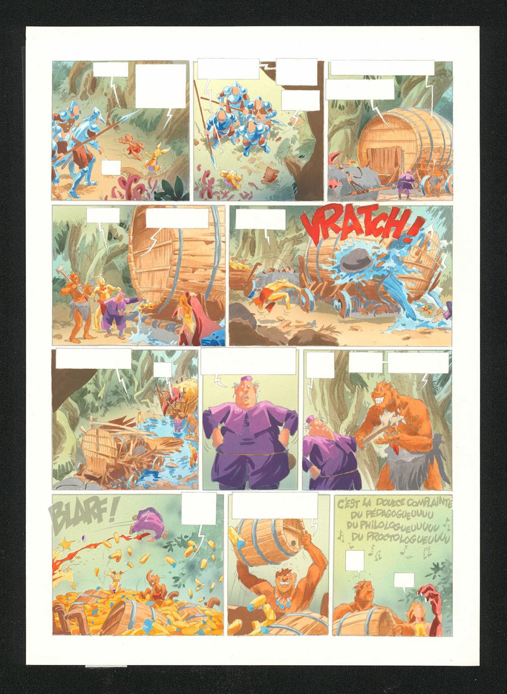 Mise en couleur originale réalisée par Claude Guth, de la planche n°13, accompagnée de son rhodoïde - Jean-Louis Mourier - Gouache et encre de couleur sur papier - 5336