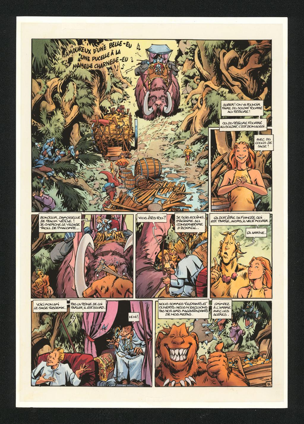 Mise en couleur originale réalisée par Claude Guth, de la planche n°14, accompagnée de son rhodoïde - Jean-Louis Mourier - Gouache et encre de couleur sur papier - 5717