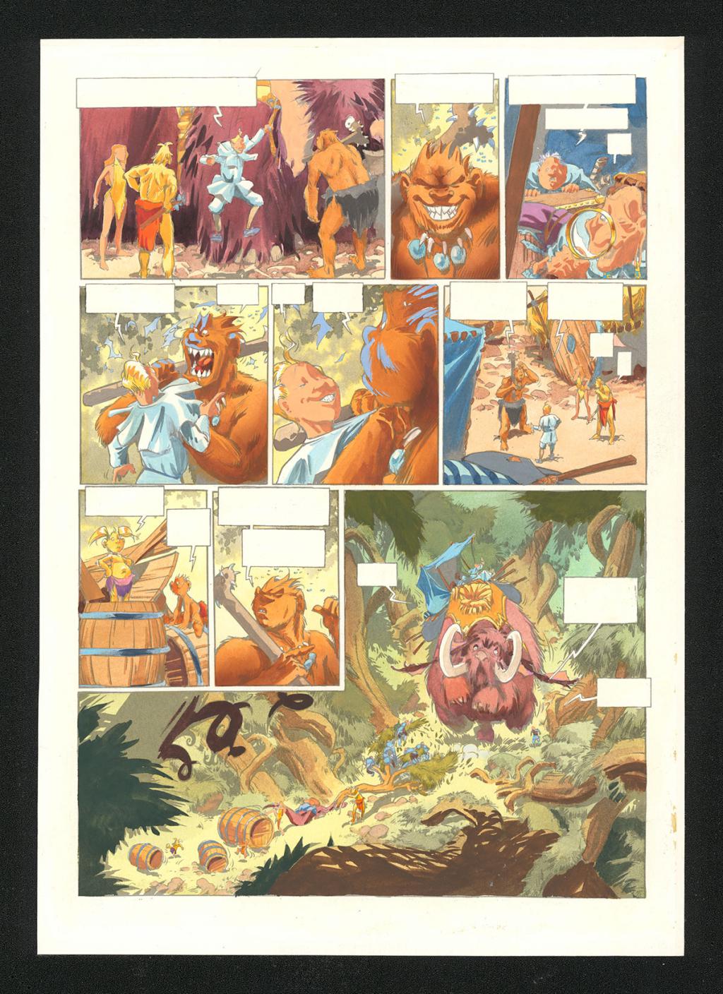 Mise en couleur originale réalisée par Claude Guth, de la planche n°15, accompagnée de son rhodoïde - Jean-Louis Mourier - Gouache et encre de couleur sur papier - 5337