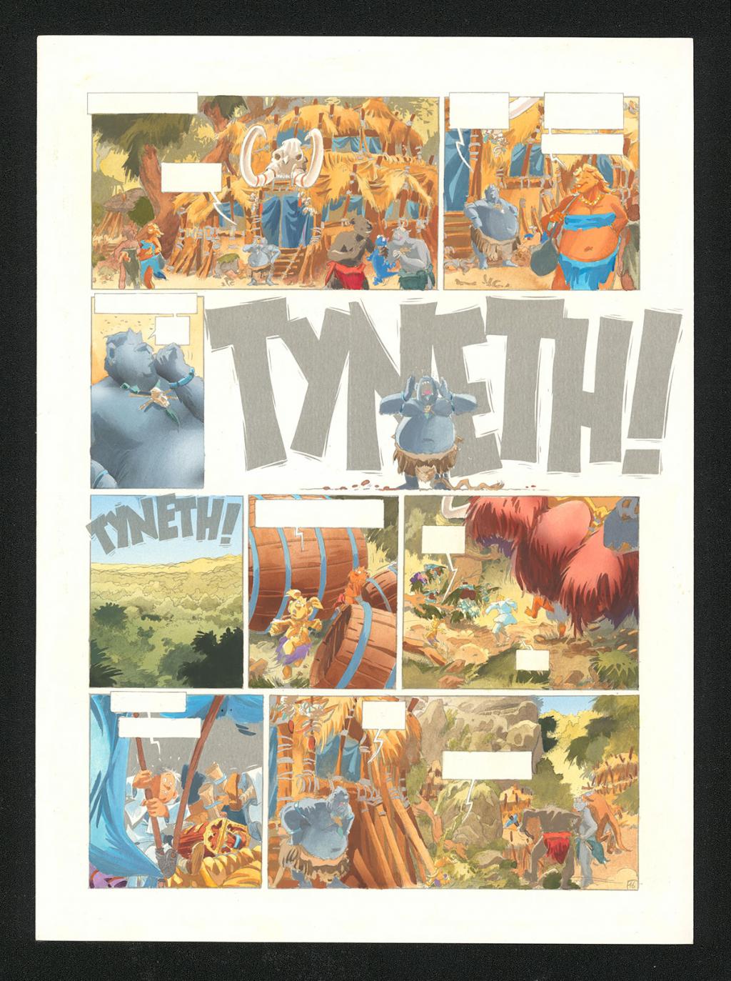 Mise en couleur originale réalisée par Claude Guth, de la planche n°16, accompagnée de son rhodoïde - Jean-Louis Mourier - Gouache et encre de couleur sur papier - 5338