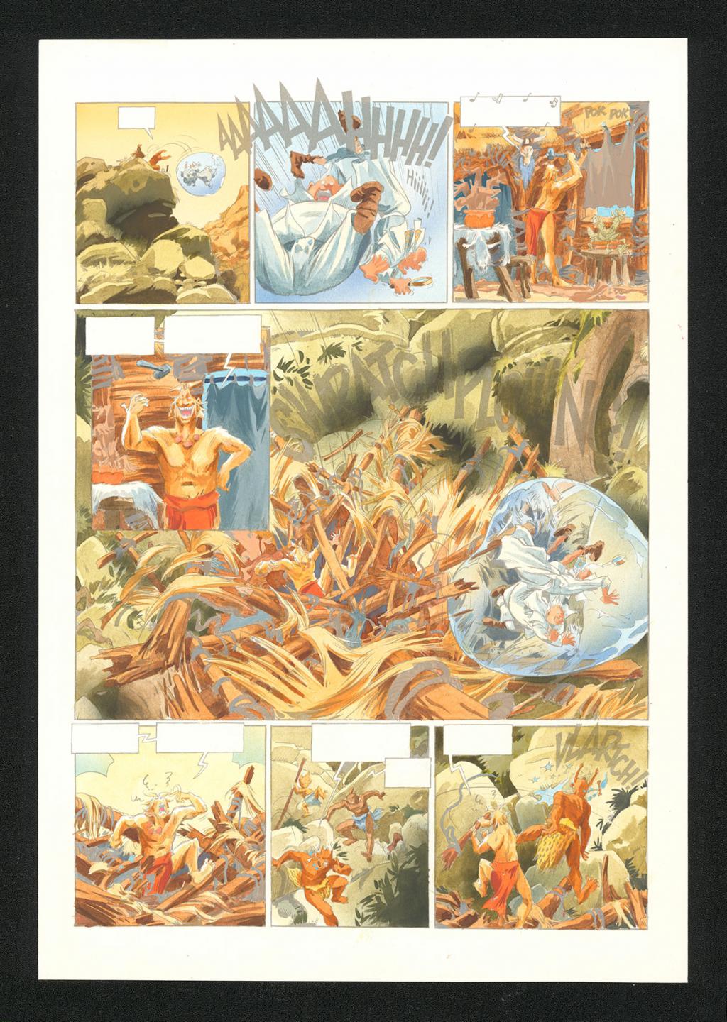 Mise en couleur originale réalisée par Claude Guth, de la planche n°17, accompagnée de son rhodoïde - Jean-Louis Mourier - Gouache et encre de couleur sur papier - 5718