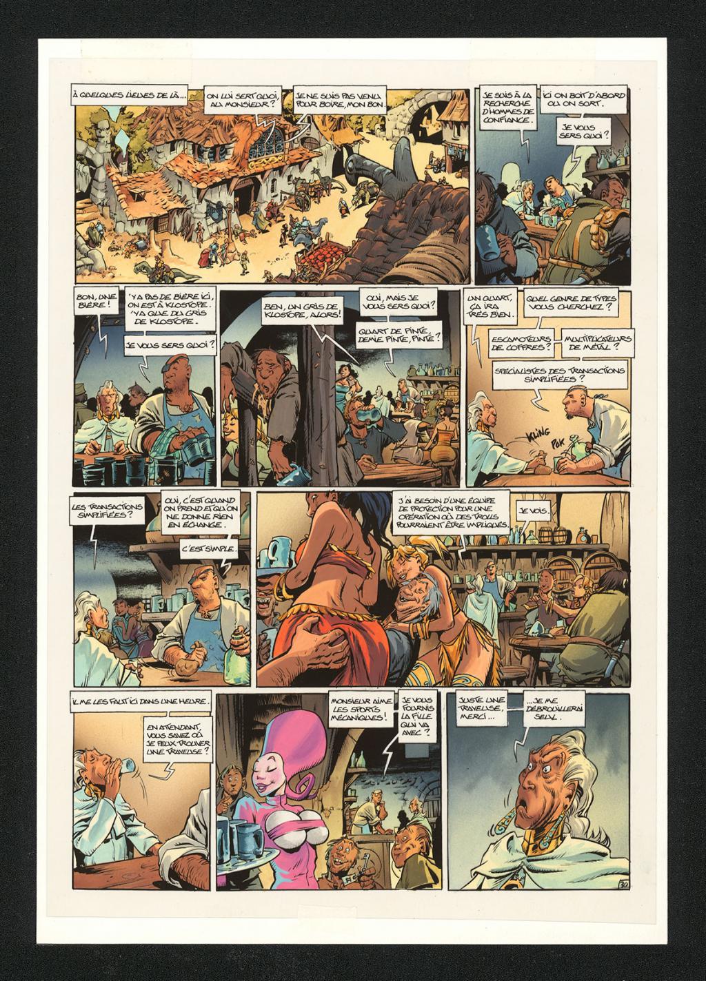 Mise en couleur originale réalisée par Claude Guth, de la planche n°30, accompagnée de son rhodoïde - Jean-Louis Mourier - Gouache et encre de couleur sur papier - 5719