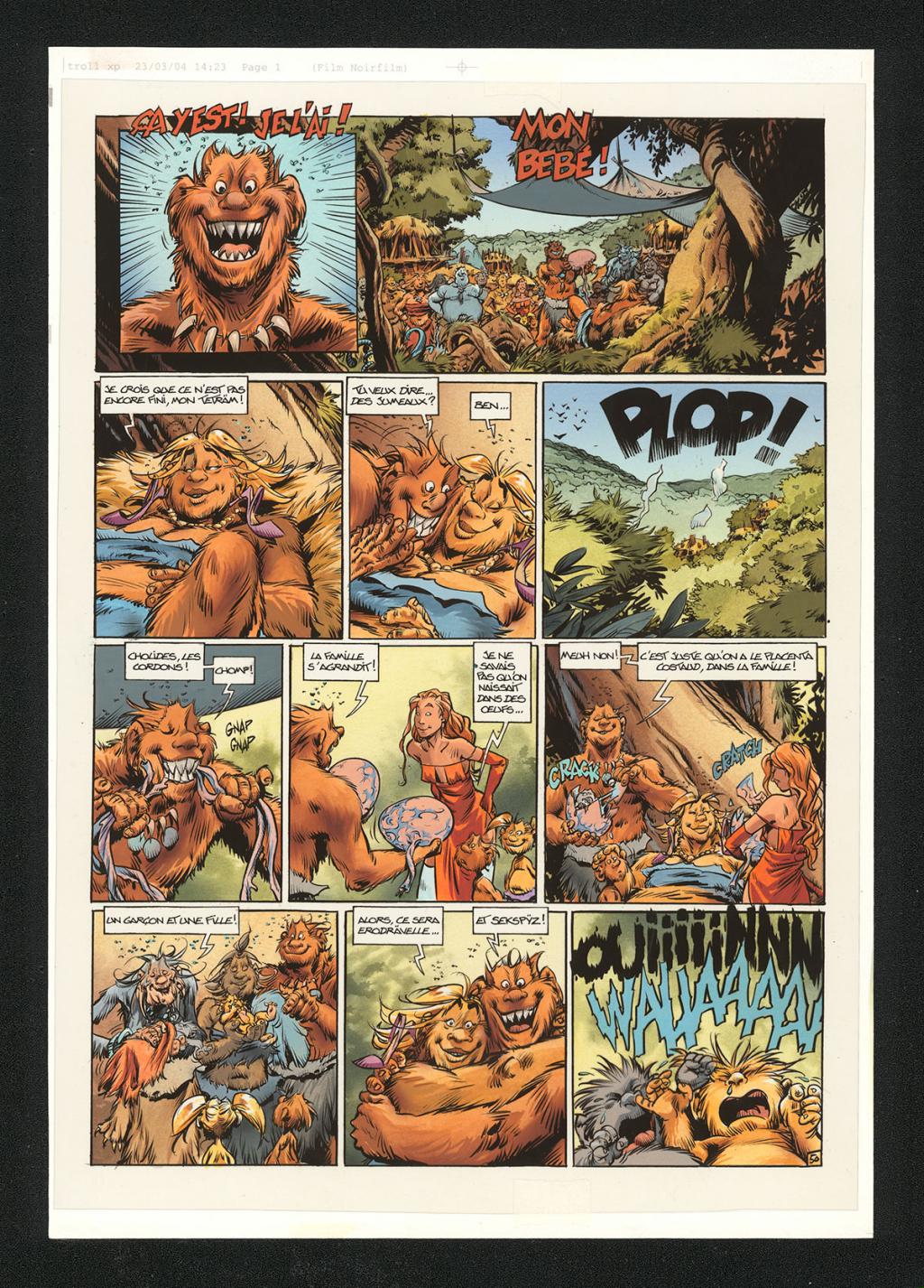 Mise en couleur originale réalisée par Claude Guth, de la planche n°50, accompagnée de son rhodoïde - Jean-Louis Mourier - Gouache et encre de couleur sur papier - 5720