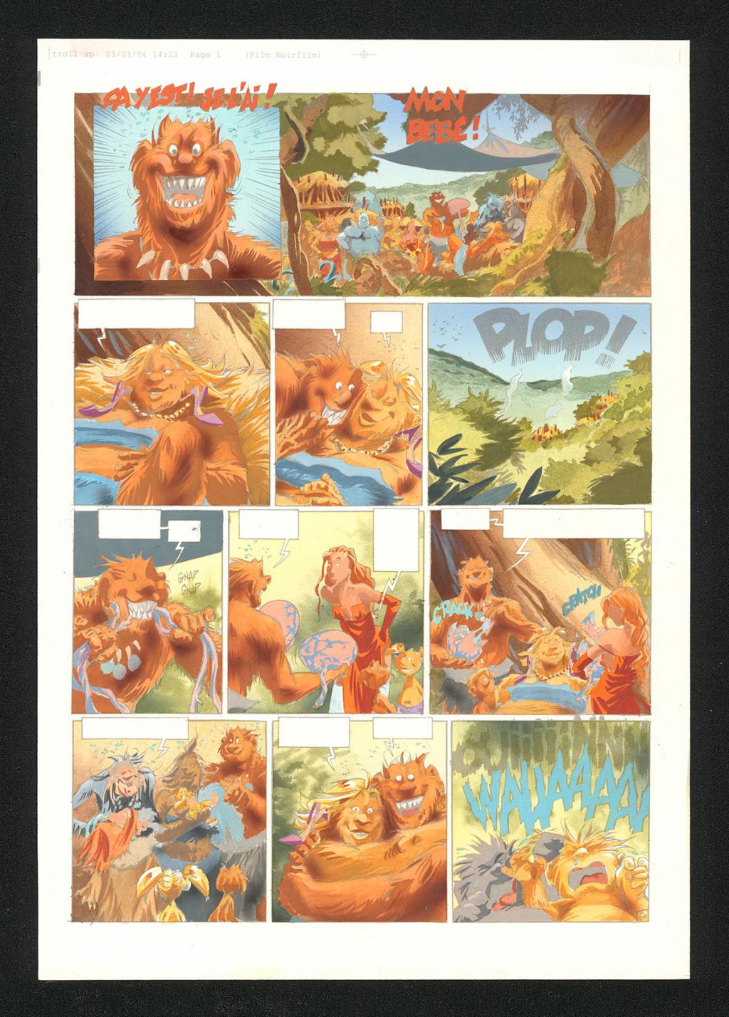 Mise en couleur originale réalisée par Claude Guth, de la planche n°50, accompagnée de son rhodoïde - Jean-Louis Mourier - Gouache et encre de couleur sur papier - 5720