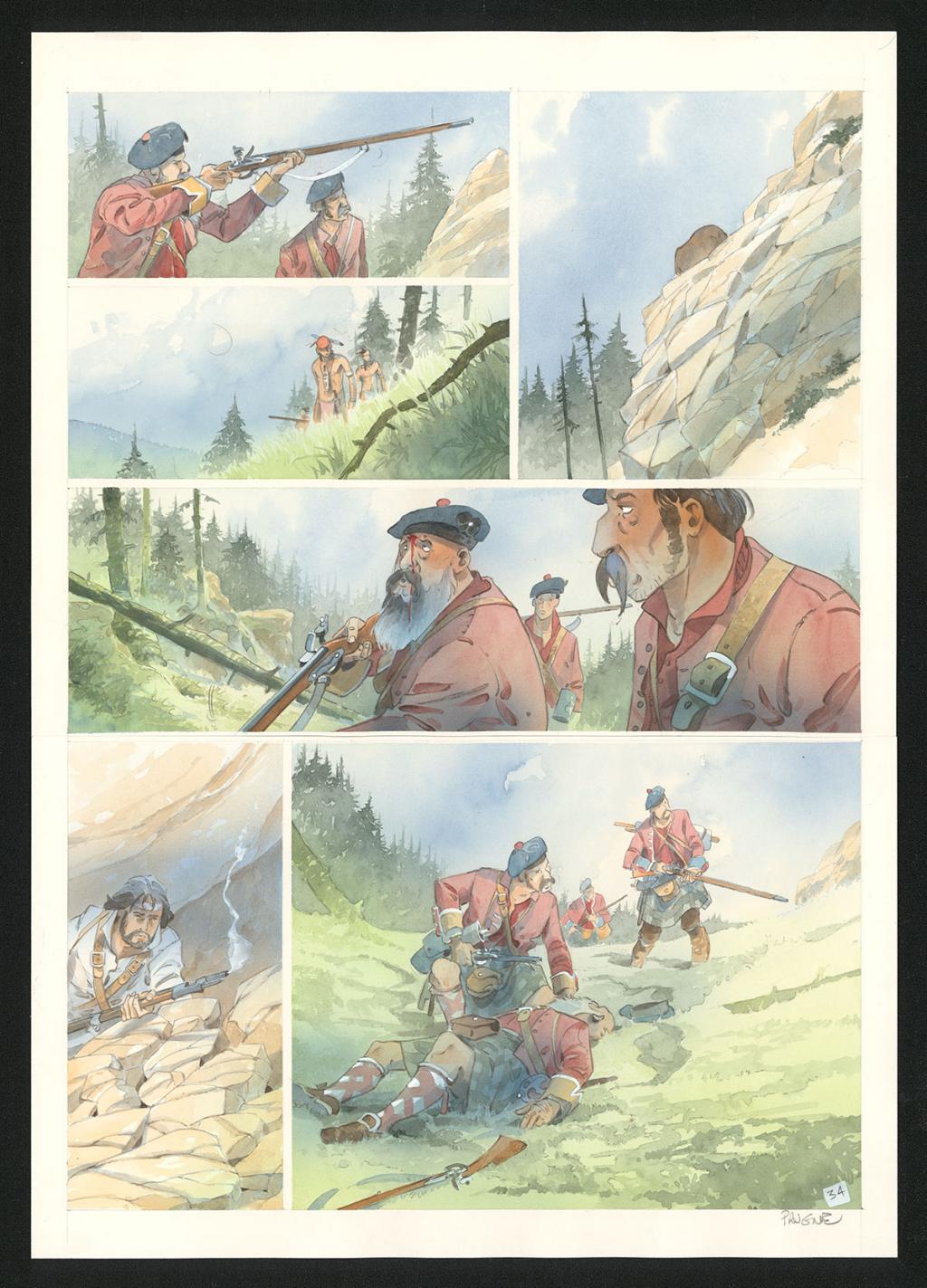 Planche originale n°34 - Patrick Prugne - Aquarelle et crayon sur papier - 5349