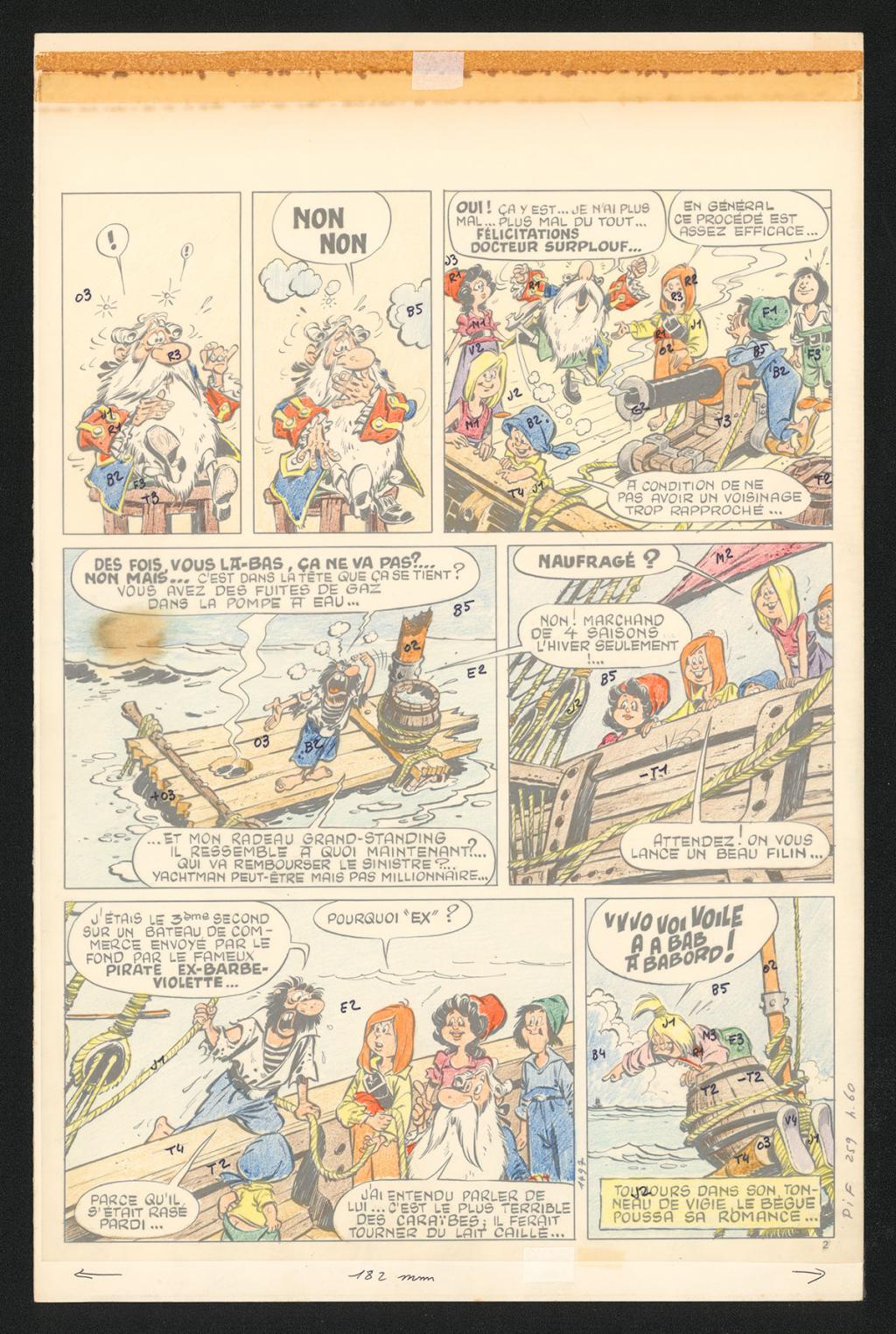 Planche originale 02 avec son calque et ses indications de couleurs - Jean Cézard - Encre de Chine sur papier - 5768