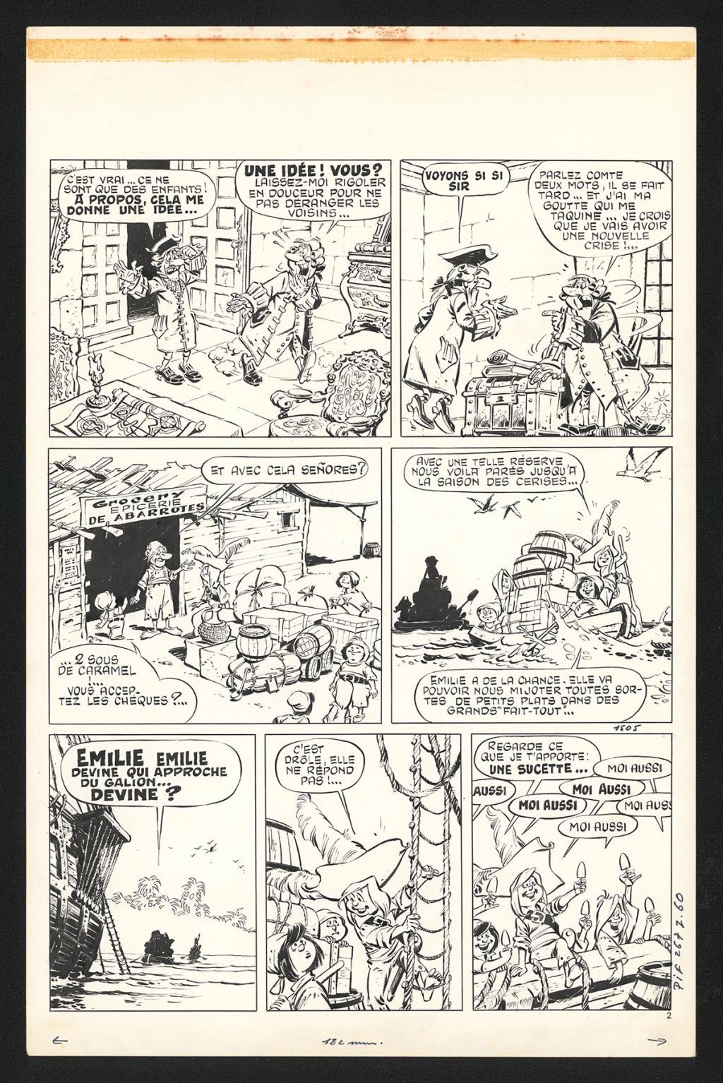 Planche originale 02 avec son calque et ses indications de couleurs - Jean Cézard - Encre de Chine sur papier - 5769