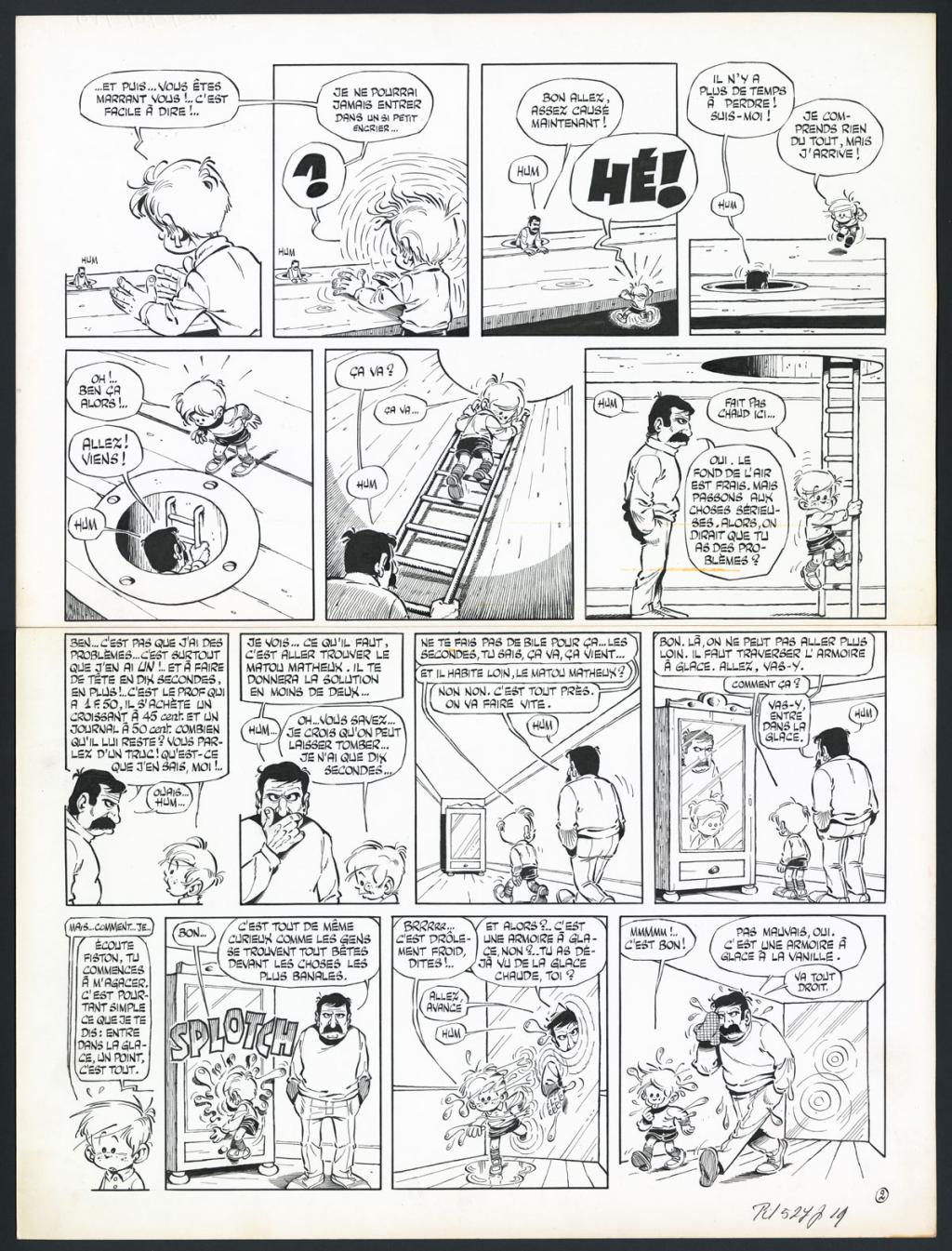 Planche originale n°2  pour l'histoire complète en 8 pages en hommage à Fred - Marcel Gotlib - Encre de Chine sur papier - 5871