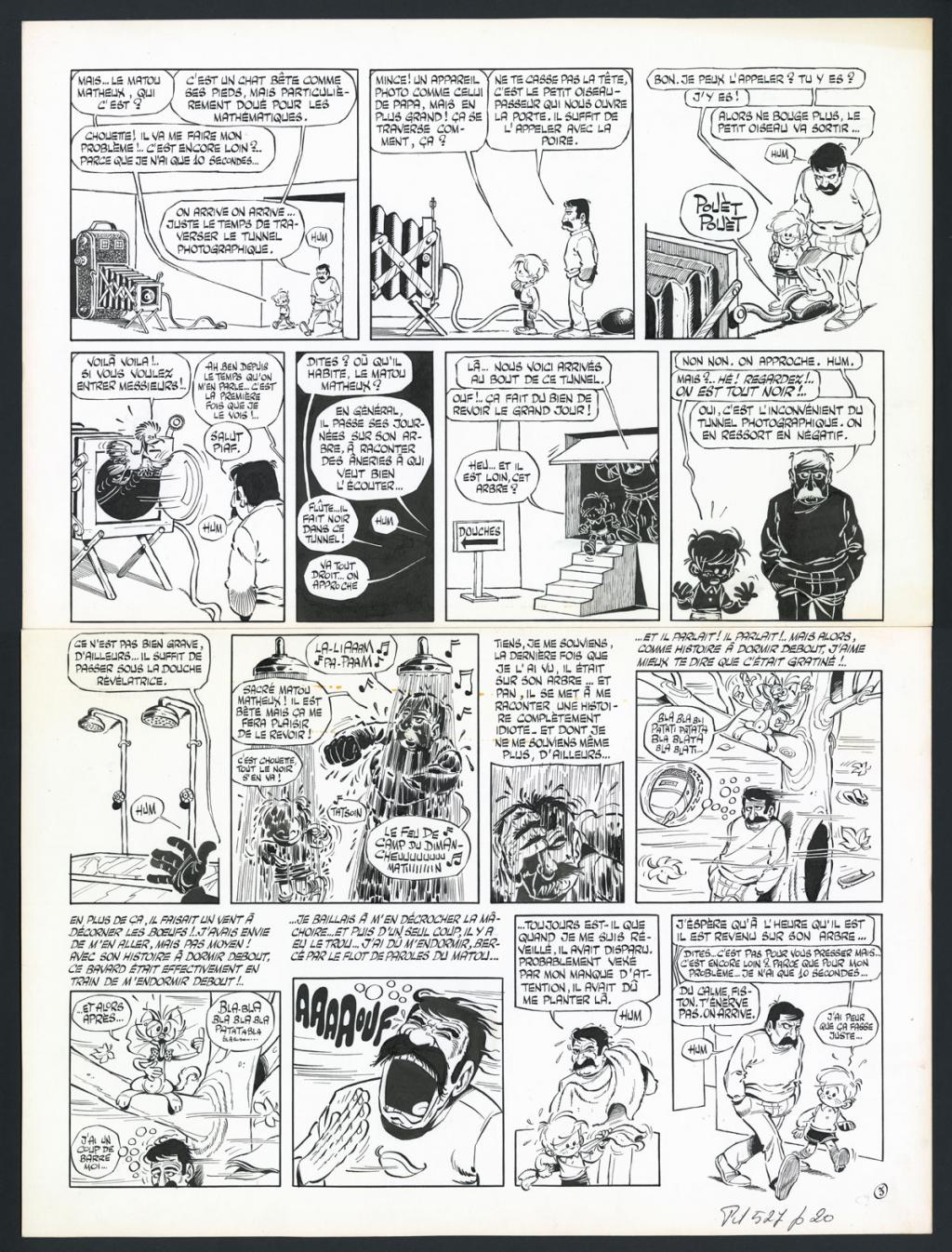 Planche originale n°3  pour l'histoire complète en 8 pages en hommage à Fred - Marcel Gotlib - Encre de Chine sur papier - 5872