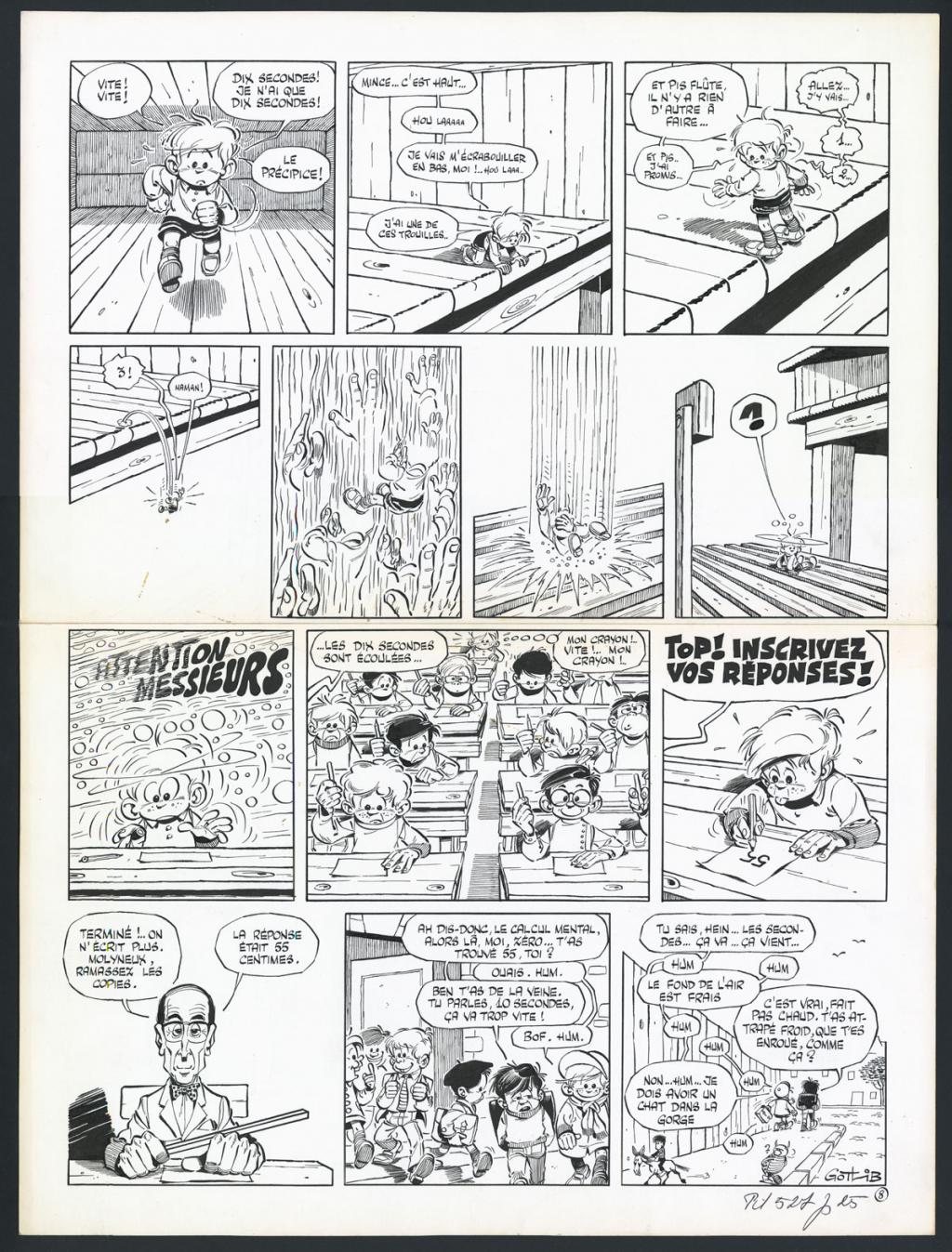 Planche originale n°8  pour l'histoire complète en 8 pages en hommage à Fred - Marcel Gotlib - Encre de Chine sur papier - 5876
