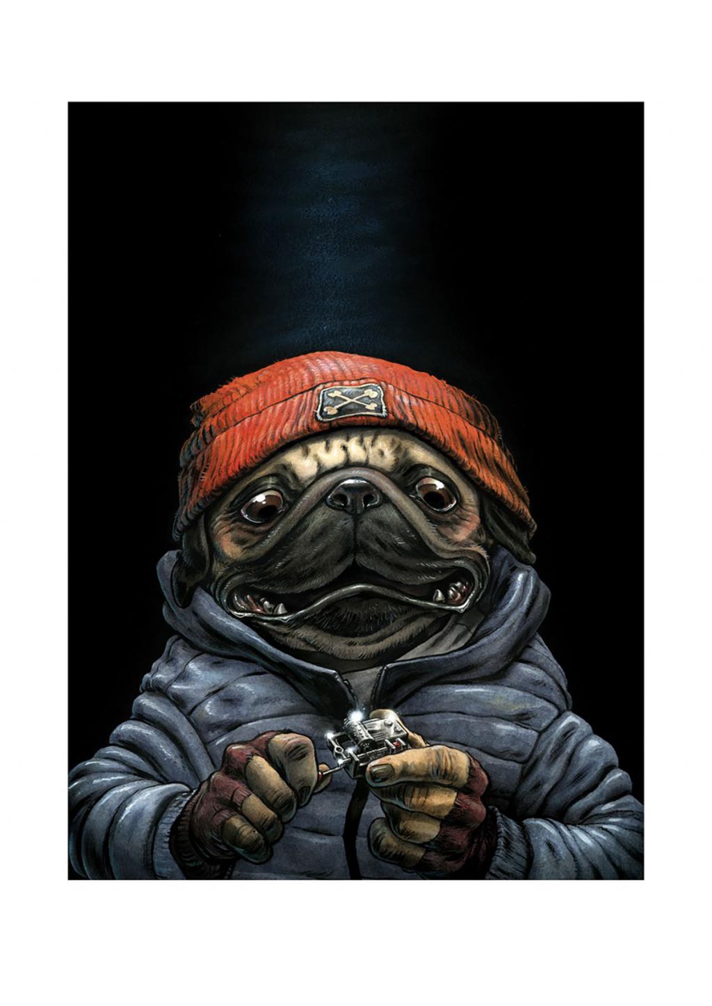 Illustration originale, chien sdf - Guznag - Encres acryliques sur papier aquarelle - 6272