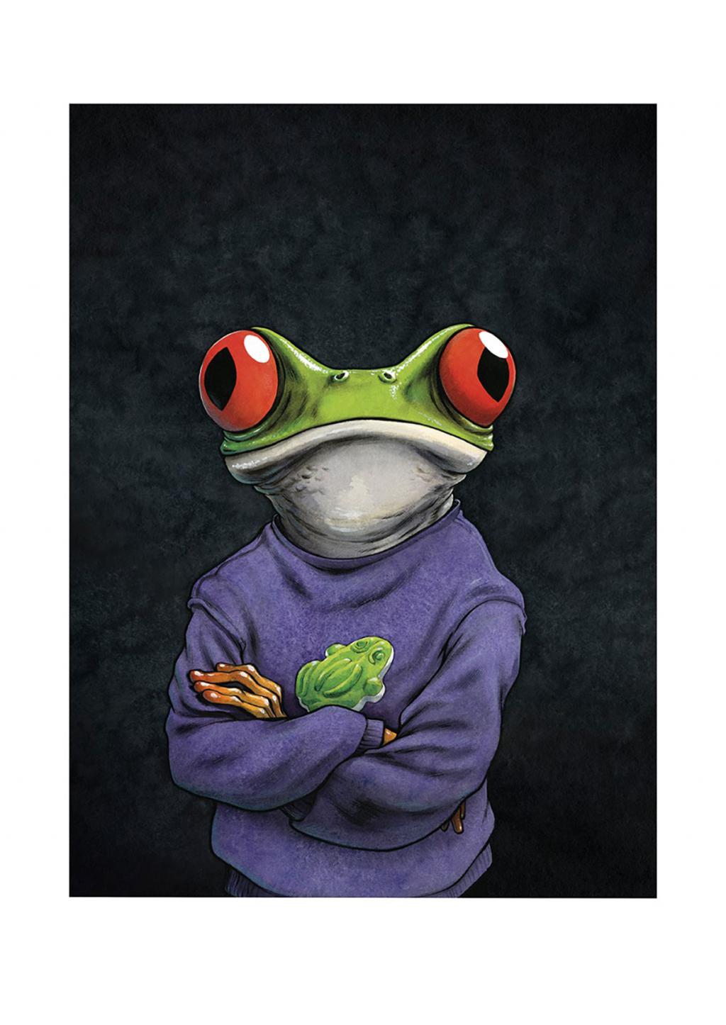 Illustration originale, grenouille - Guznag - Encres acryliques sur papier aquarelle - 6275