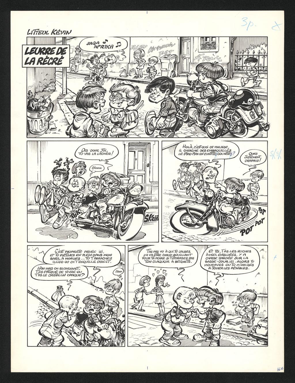 Planche originale n°1 de l'histoire Leurre de la récré - Coyote - Encre de Chine sur papier - 5222