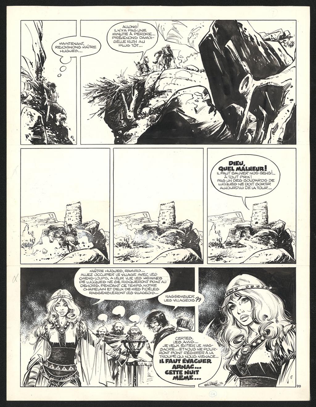 Planche originale n°20, les cases 3 et 4 sont des reproductions de la case 5 - William Vance - Encre de Chine sur papier - 5780