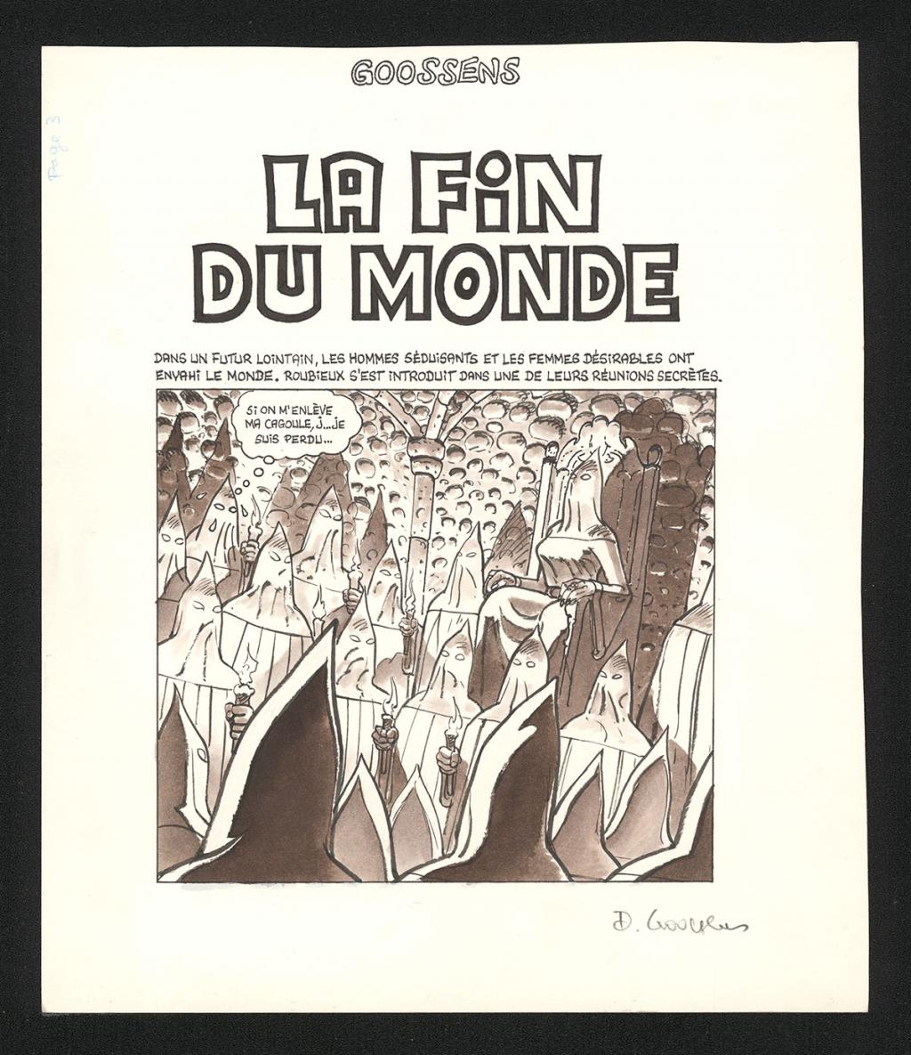 Page de titre de l'histoire La fin du monde - Daniel Goossens - Encre de Chine et lavis sur papier - 5325