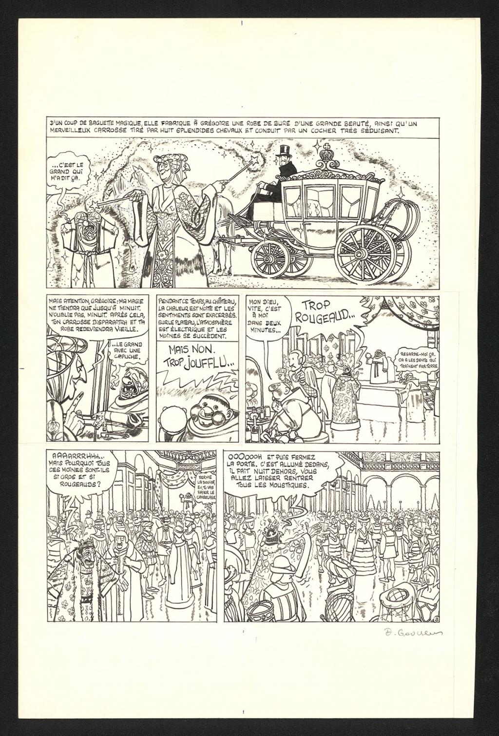 Planche originale n°3 de l'histoire Intrigues au monastère - Daniel Goossens - Encre de Chine sur papier - 5328