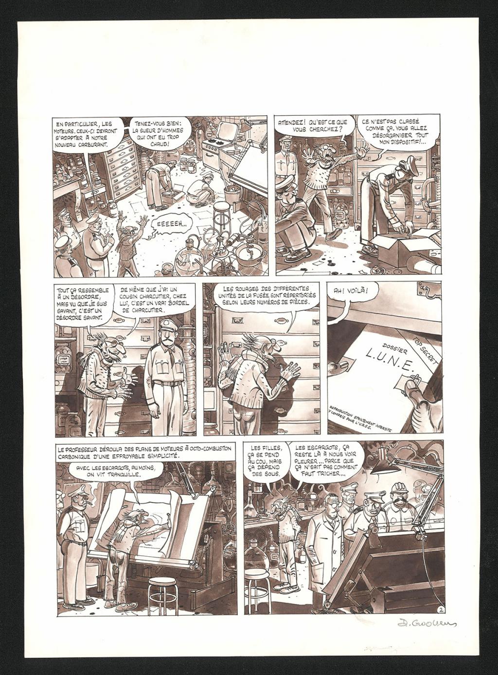 Planche originale n°2 de l'histoire Panique au labo - Daniel Goossens - Encre de Chine et lavis sur papier - 5797