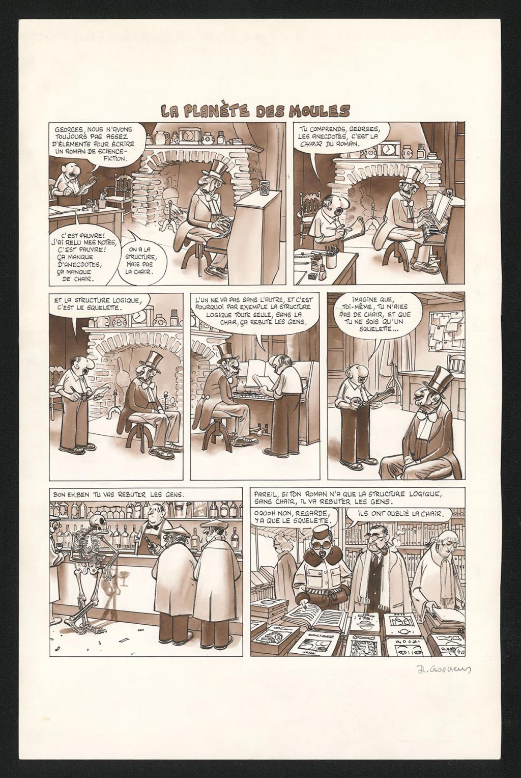 Planche originale n°40 & 41 de l'histoire La Planète des moules - Daniel Goossens - Encre de Chine et lavis sur papier - 5790