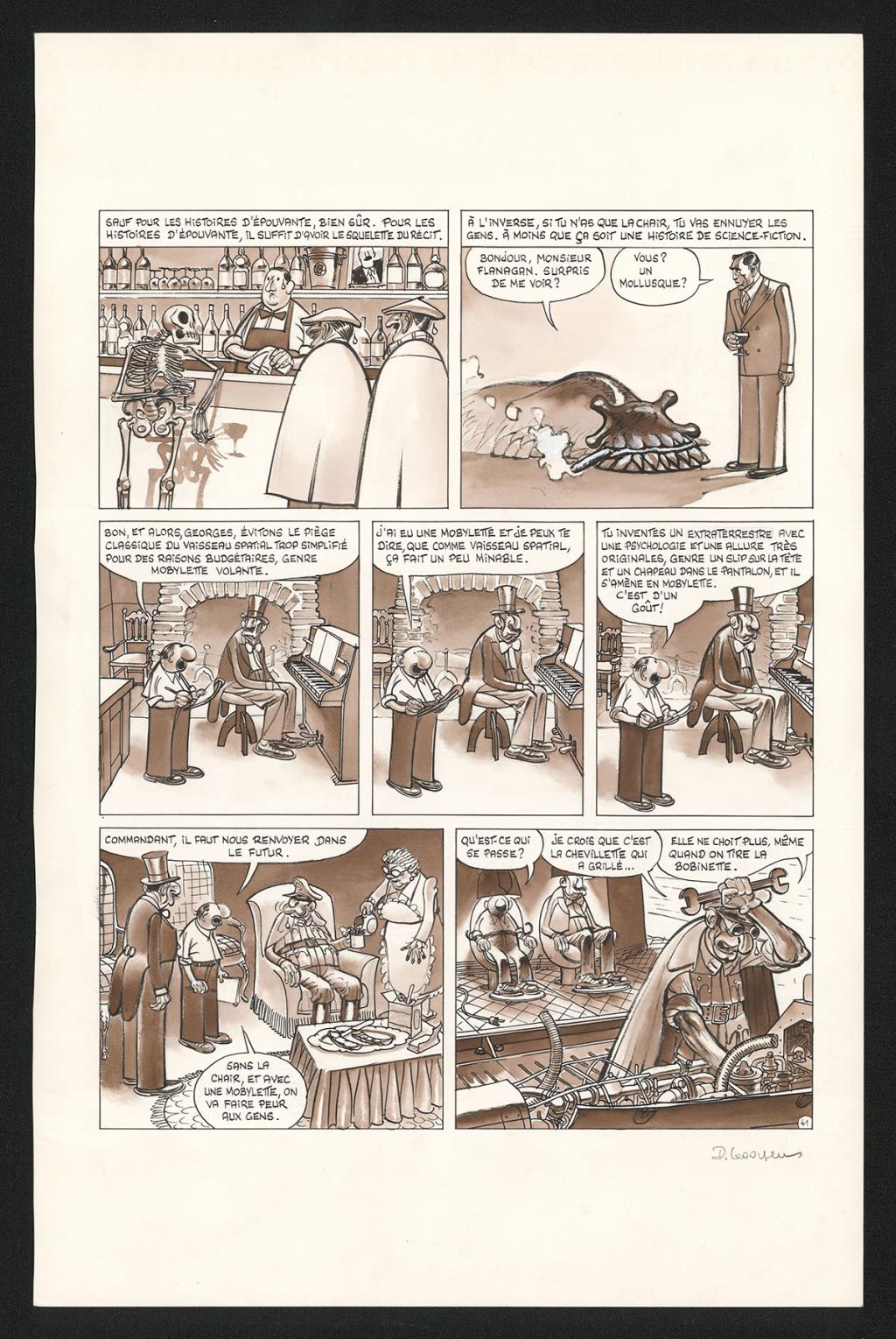 Planche originale n°40 & 41 de l'histoire La Planète des moules - Daniel Goossens - Encre de Chine et lavis sur papier - 5790