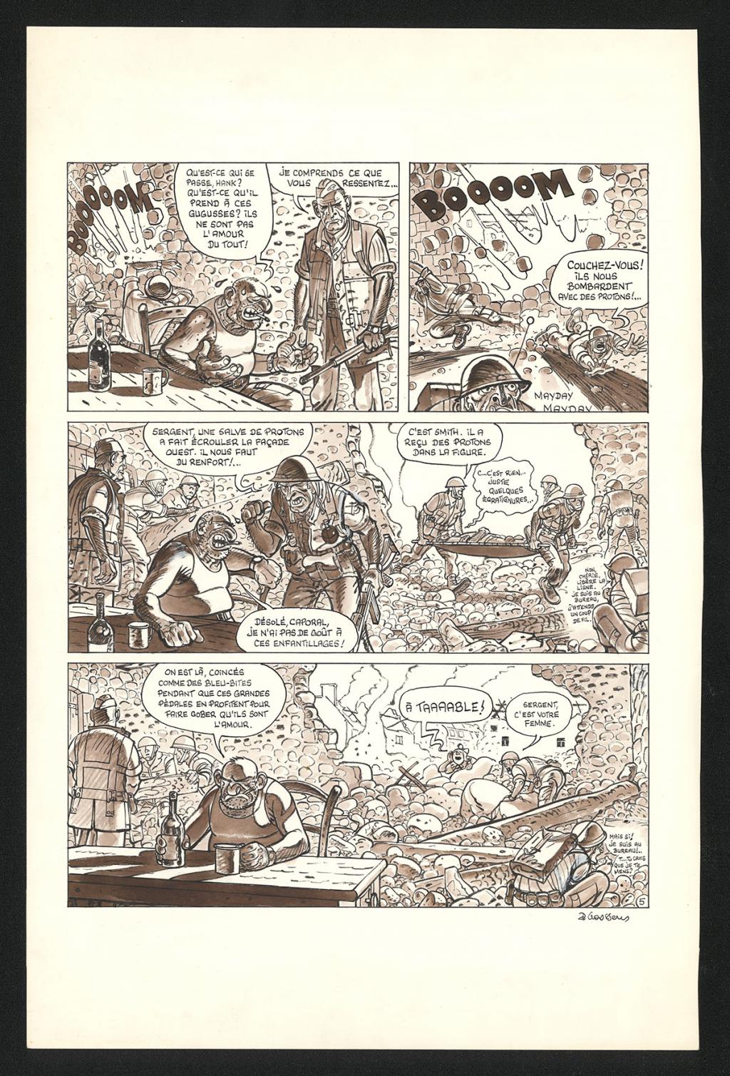 Planche originale n°5 de l'histoire Rien ne va plus - Daniel Goossens - Encre de Chine et lavis sur papier - 5198