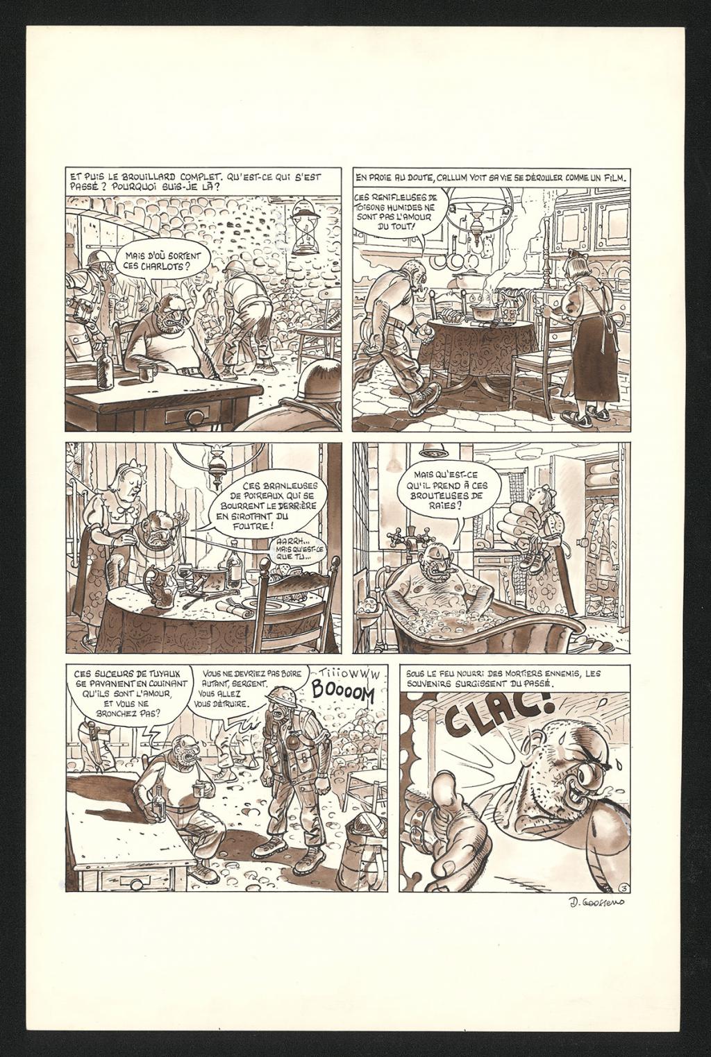 Planche originale n°3 de l'histoire Rien ne va plus - Daniel Goossens - Encre de Chine et lavis sur papier - 5365
