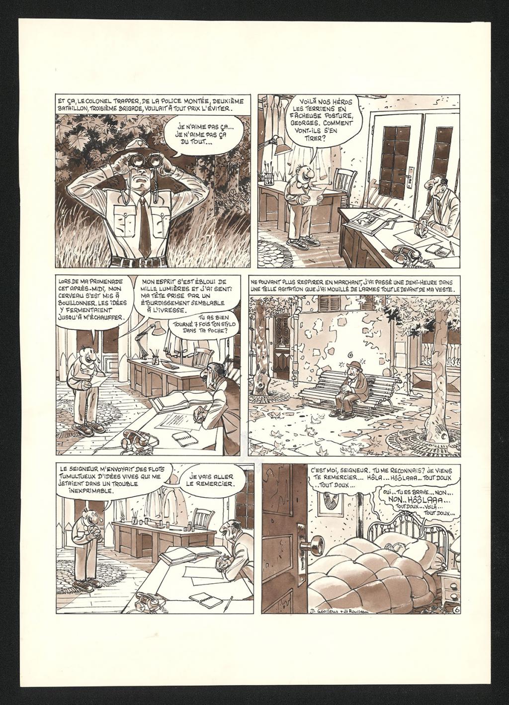 Planche originale n°6 de l'histoire de L'inondation de 1912 - Daniel Goossens - Encre de Chine et lavis sur papier - 5193