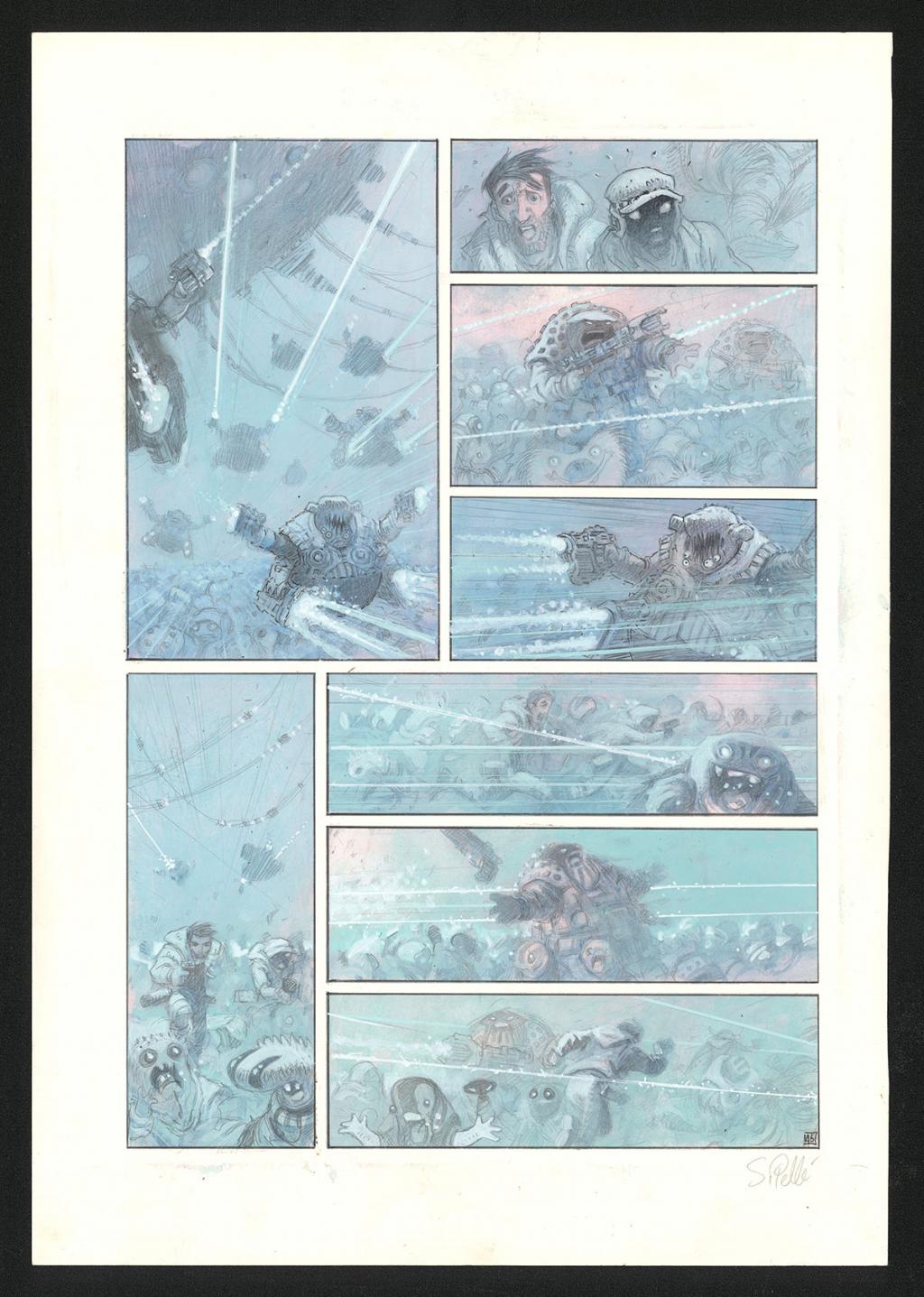 Planche originale n°46 - Serge Pellé - Acrylique, encres et crayon sur papier - 5278