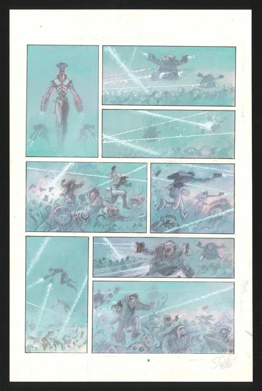 Planche originale n°48 - Serge Pellé - Acrylique, encres et crayon sur papier - 5280