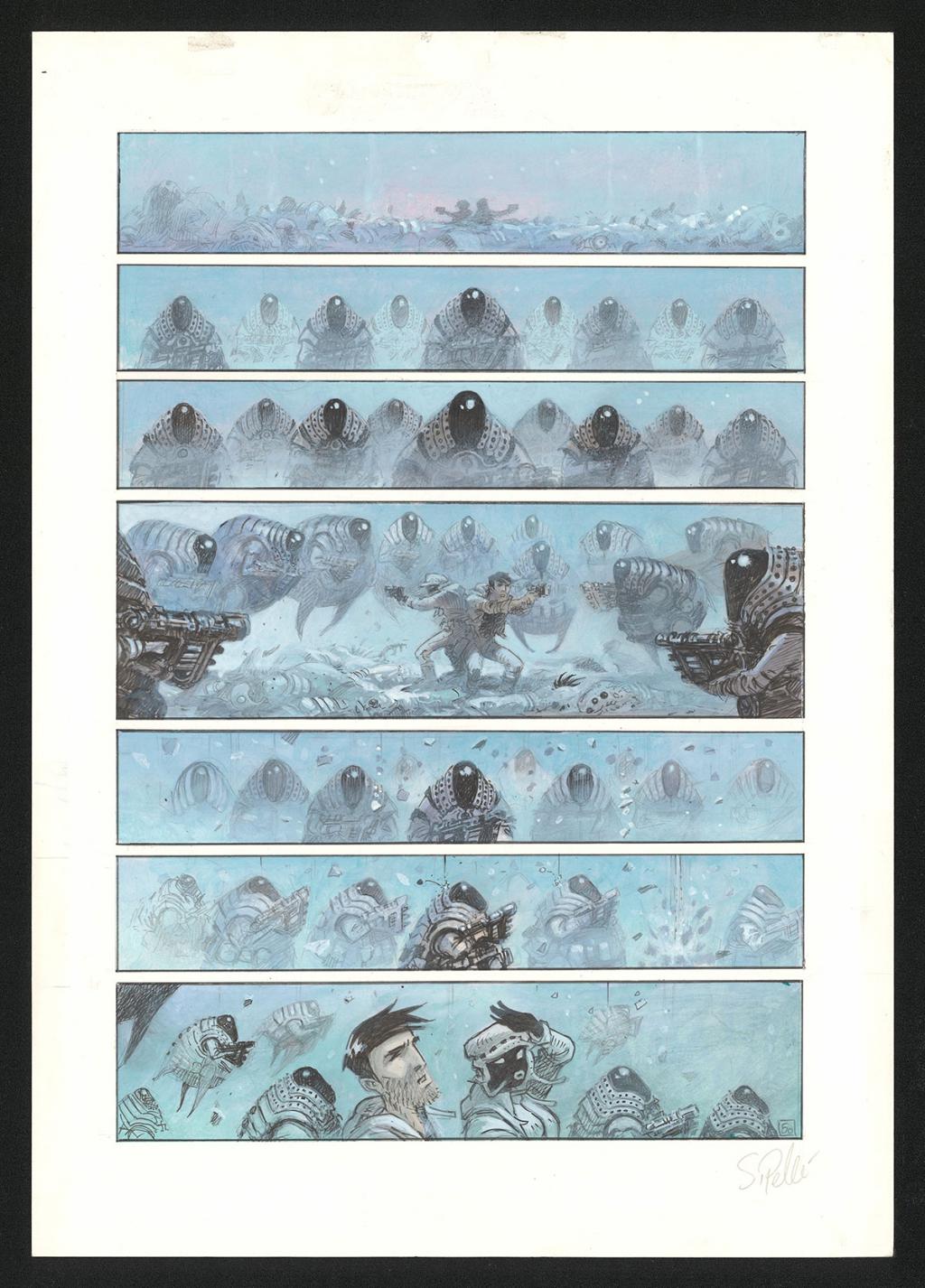 Planche originale n°50 - Serge Pellé - Acrylique, encres et crayon sur papier - 5838