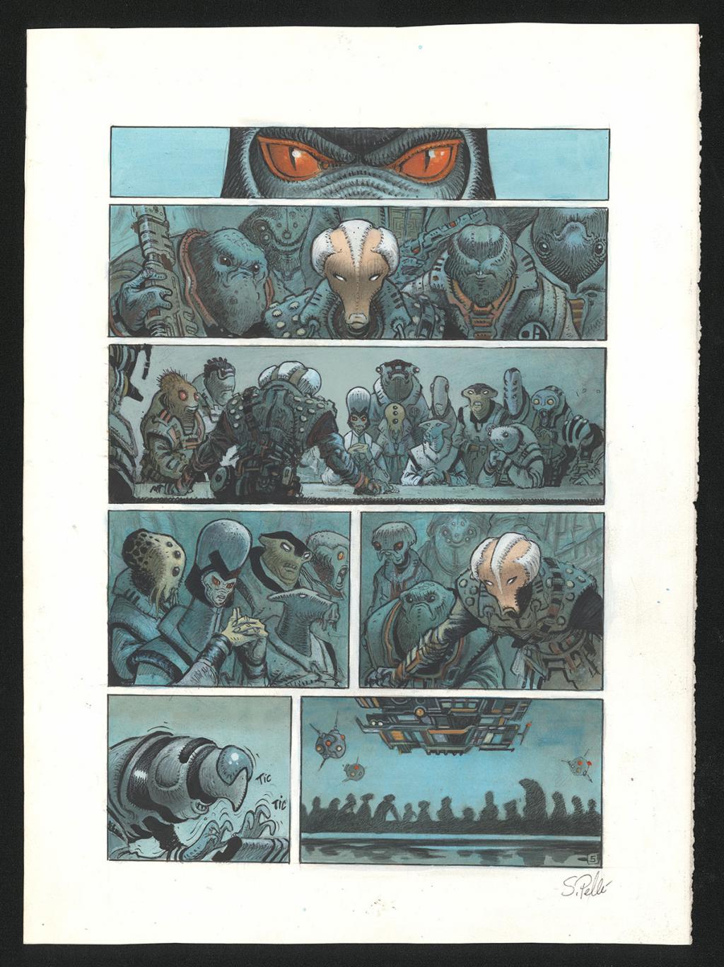 Planche originale n°5 - Serge Pellé - Acrylique, encres et crayon sur papier - 5284