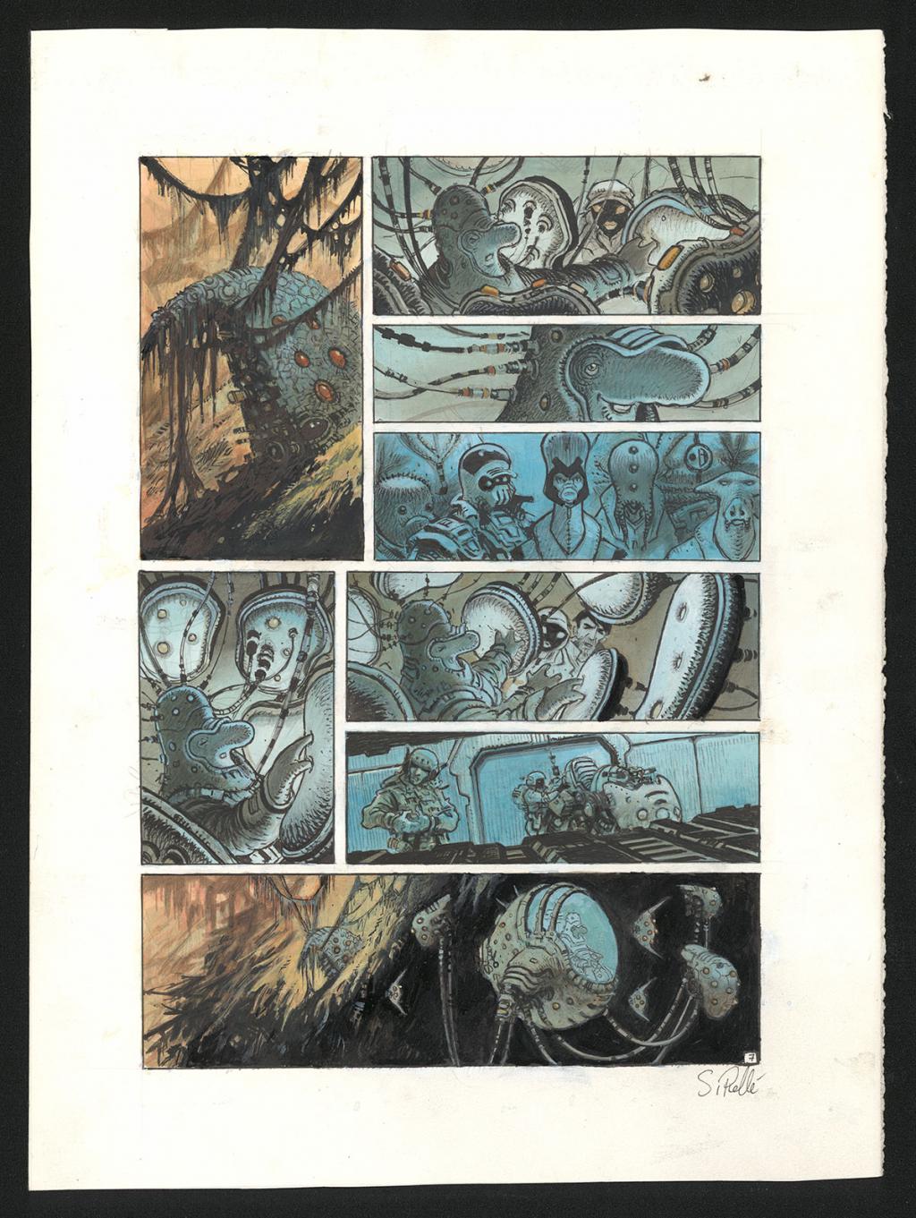 Planche originale n°7 - Serge Pellé - Acrylique, encres et crayon sur papier - 5285